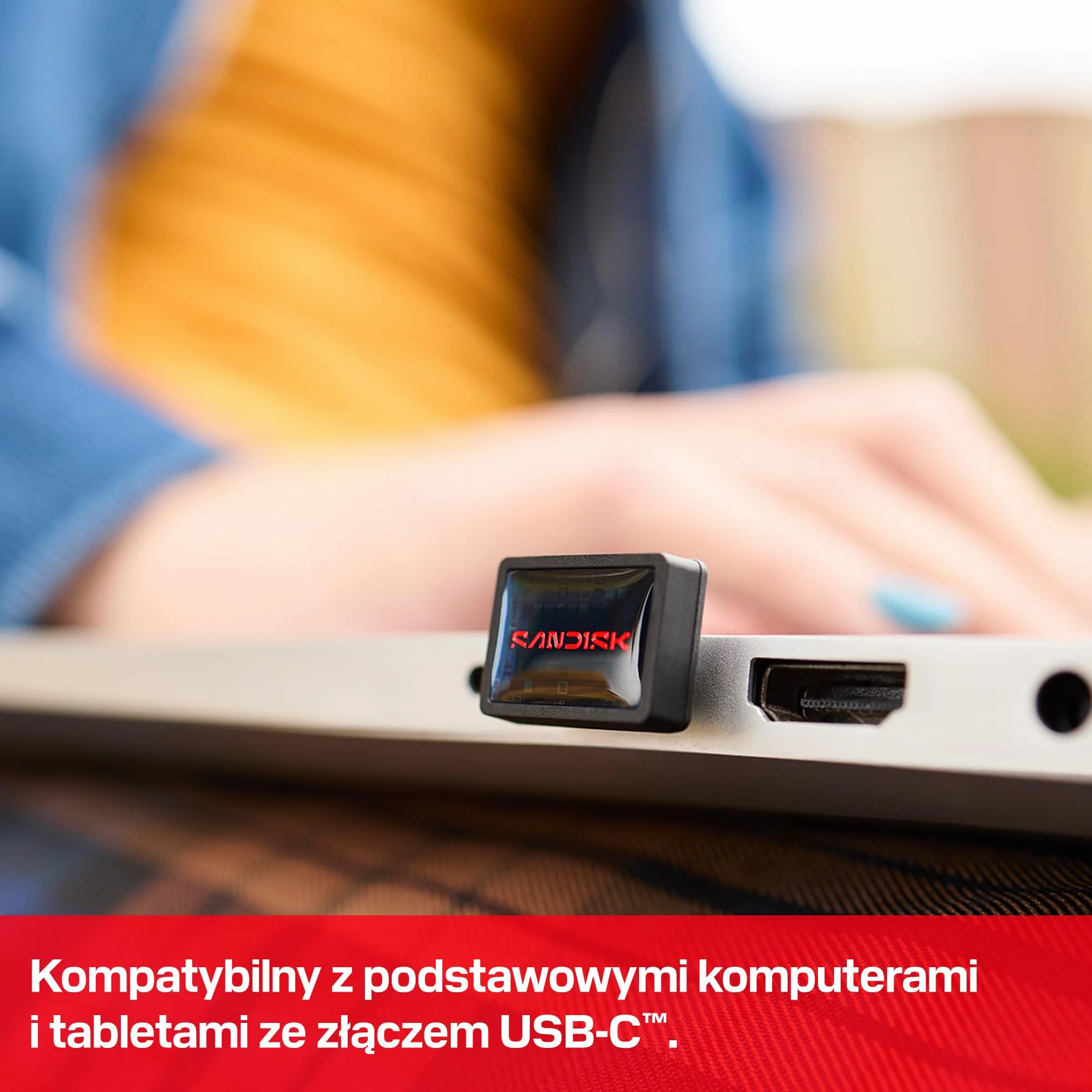 SANDISK Extreme Fit USB-C Dysk flash 512 GB (Prędkości odczytu do 400 MB/s, pamięć masowa typu plug-and-stay, aplikacji SANDISK Memory Zone)