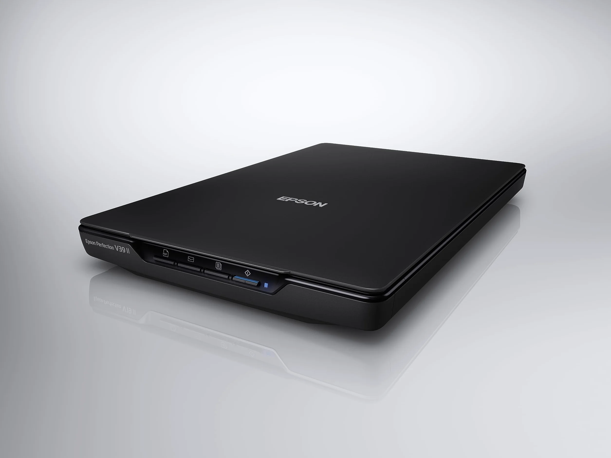 Epson Perfection V39 II kolorowy skaner płaski do zdjęć i dokumentów o rozdzielczości optycznej 4800 dpi, skanowanie do chmury, zasilanie USB i wysoki stan, zdejmowana pokrywa