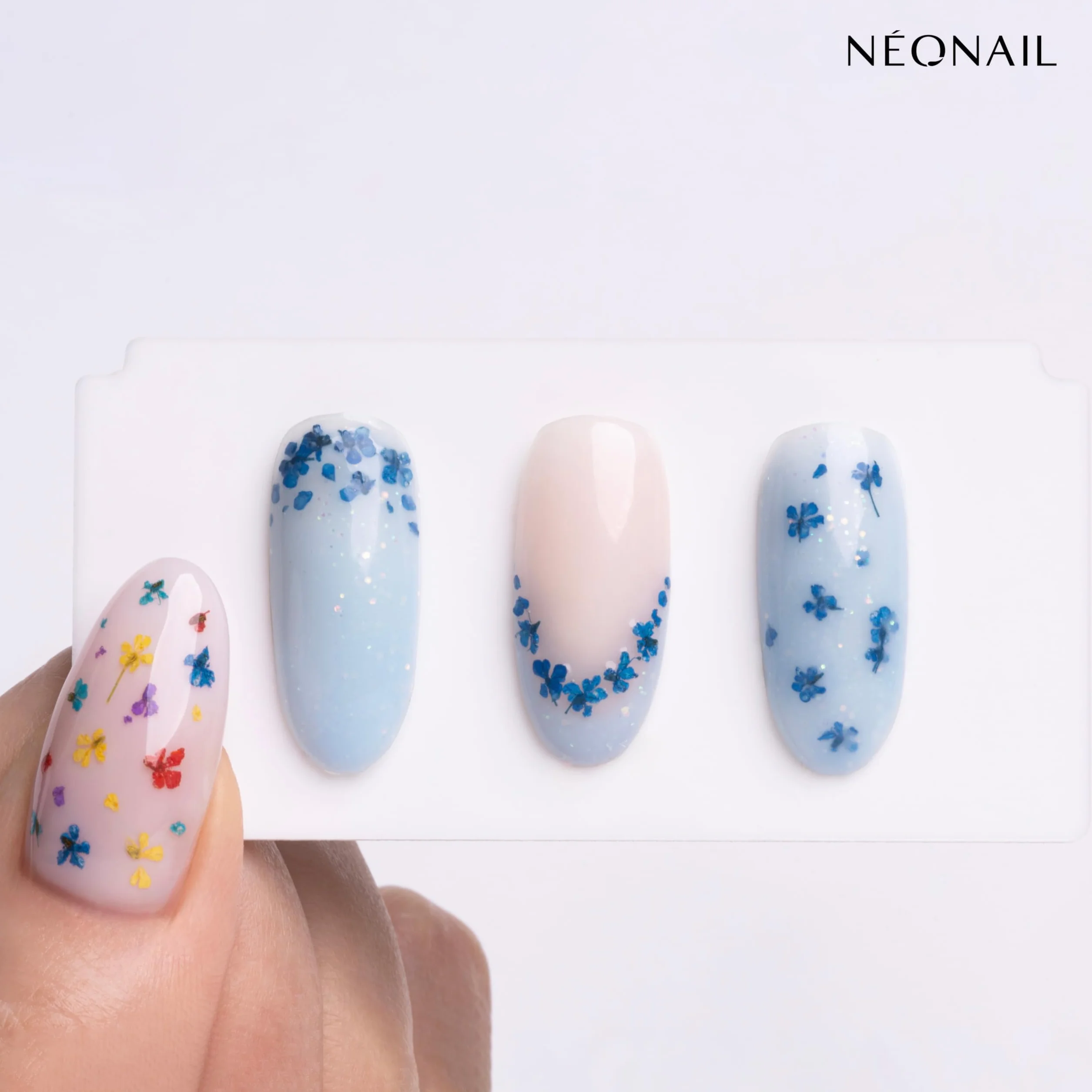 NEONAIL Zestaw ozdób do paznokci - kwiaty - 3 kolory - Navy, Violet, Turquoise