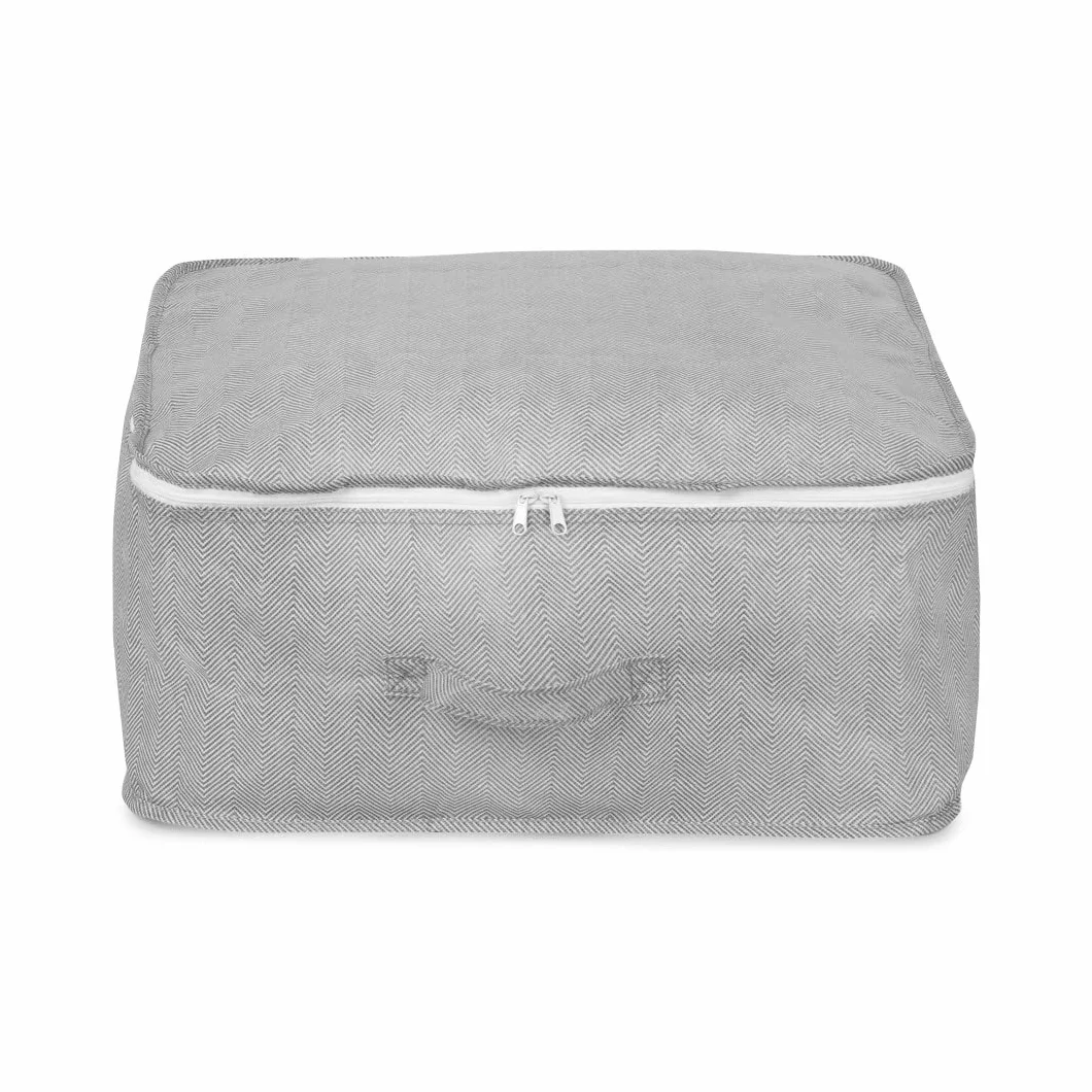 Torba do przechowywania z zamkiem błyskawicznym 46 x 46 x 20,5 cm polipropylen Boston szaro-biała