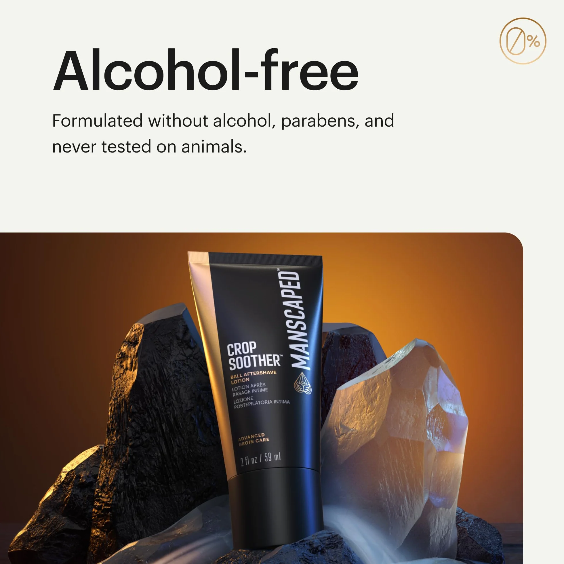 MANSCAPED® Crop Soother™ Płyn po goleniu do pielęgnacji pachwin – z dodatkiem aloesu, koloidalnego owsa, masła shea, masła z nasion kakaowca i oleju szafranowego o działaniu kojącym i łagodzącym