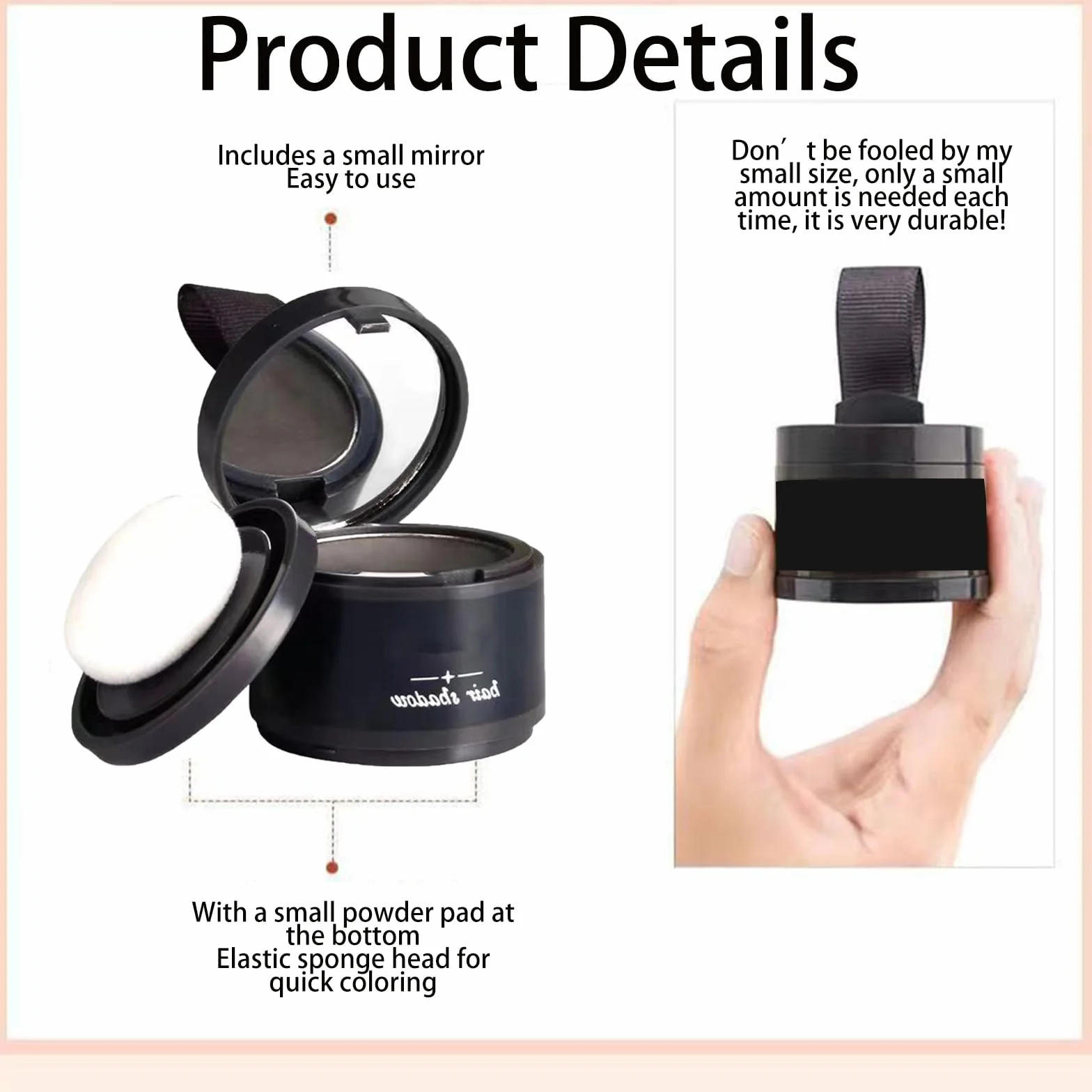 Hairline Powder,Natychmiastowa linia włosów w proszku,proszek z korzeni włosów,pokrywa korzeniowa,linia włosów,do wypełniania rozjaśnionych włosów,korektor korzeni włosów do makijażu dla(czarny)