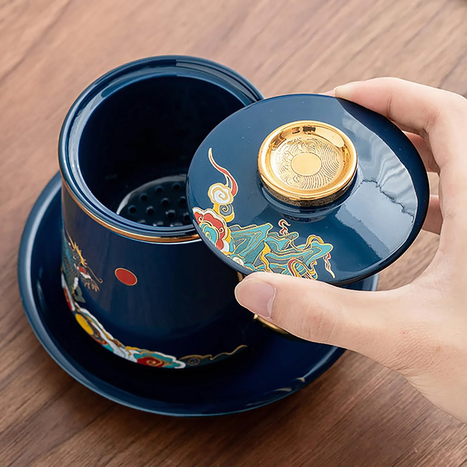 Kubek z zaparzaczem do herbaty, filiżanka do herbaty z zaparzaczem i pokrywką, zaparzacz do herbaty liściastej, do luźnej herbaty, kubek biurowy, ceramiczny kubek z pokrywką, separacja
