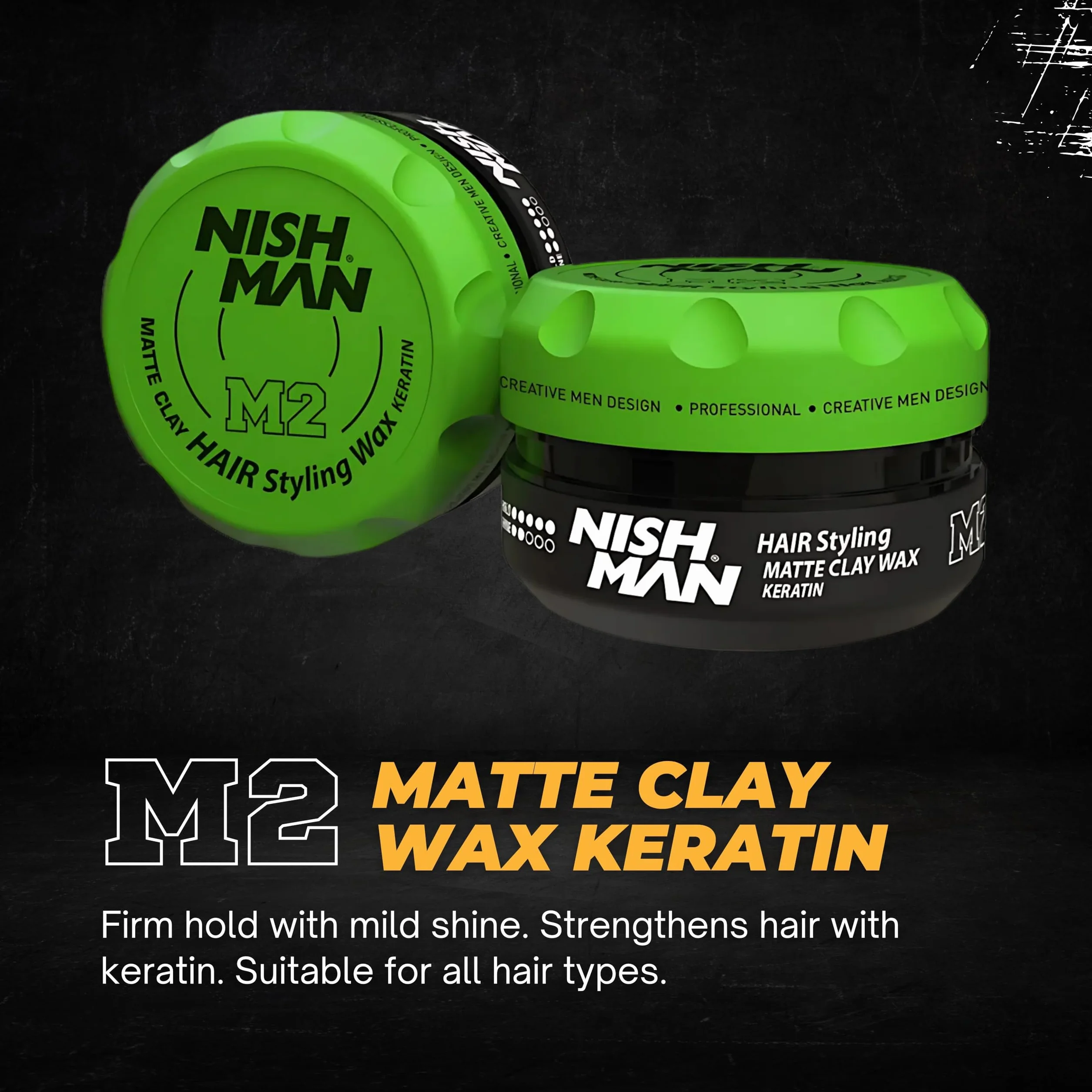 NISHMAN Wosk do Stylizacji Włosów M2 - Matowy Glinkowy Keratyna 100g