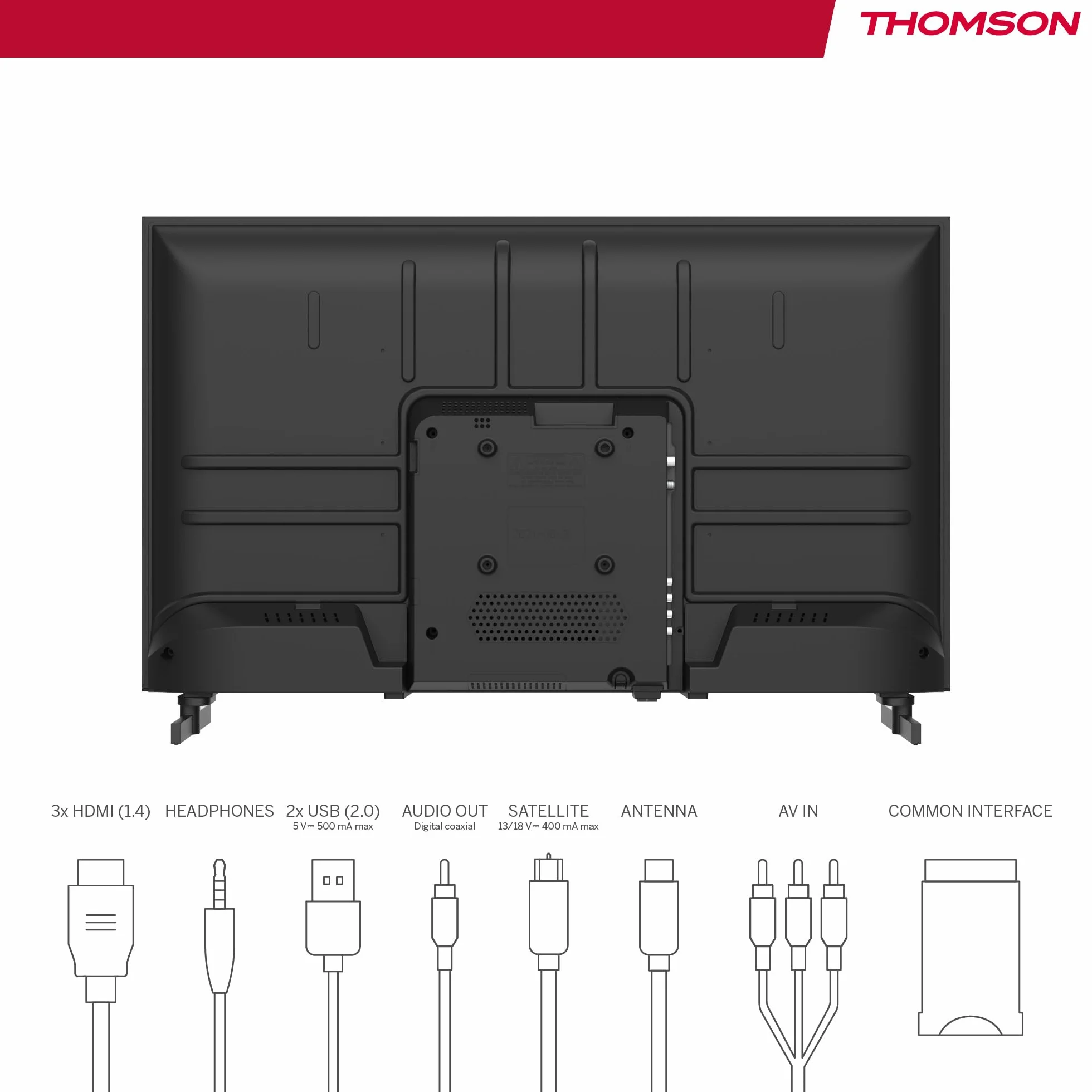 Thomson Telewizor 32 Cale (81 cm) HD Easy TV, Telewizor LED (Non-Smart), Potrójny Tuner (DVB-T/T2/C/S/S2), Dolby Audio, Tryb Hotelowy, Odtwarzacz Multimedialny, Podświetlany Pilot, 3x HDMI - 32HD2S13
