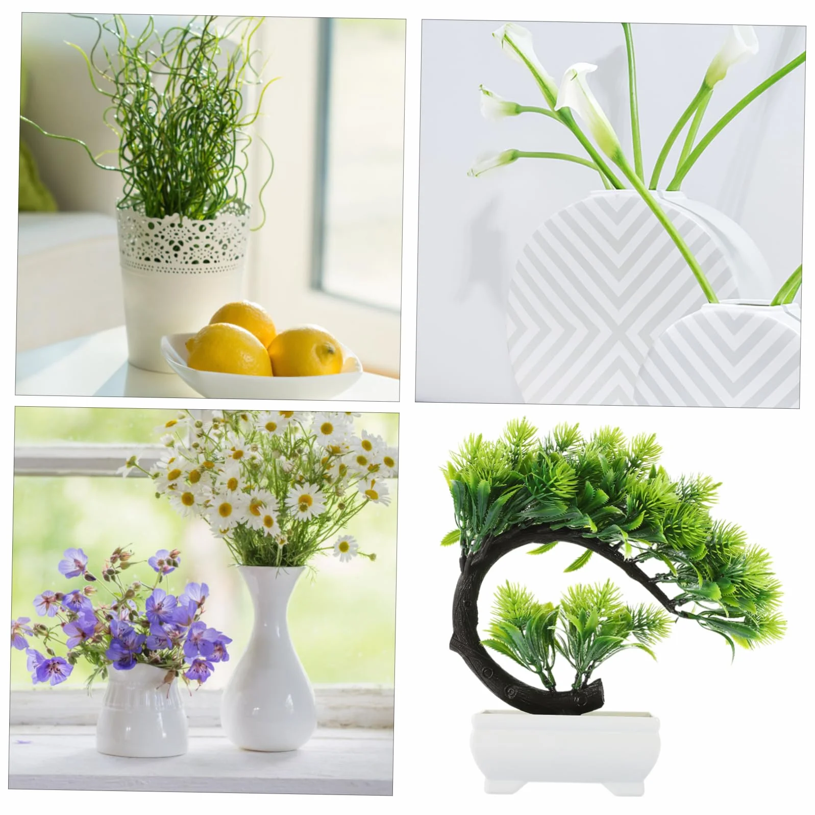 Amosfun Elegancka Sztuczna Roślina Bonsai Plastik Dekoracja Doniczkowa