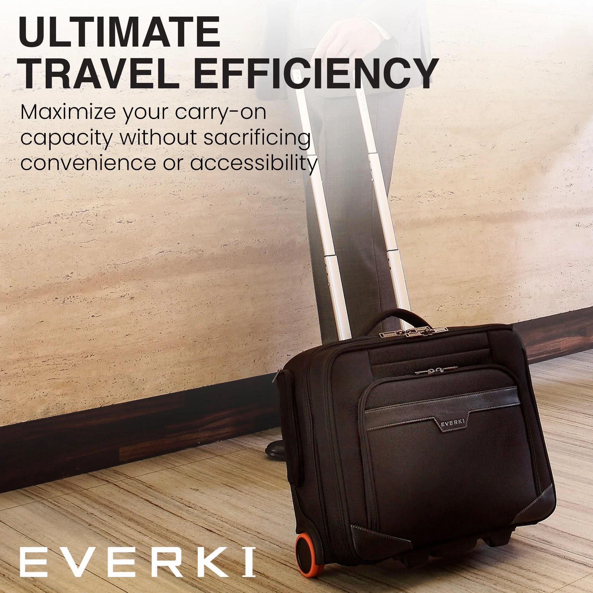 Everki 90981 Journey – wózek na laptopa – aktówka na kółkach 28 cm do 40.6 cm z możliwością dostosowania, Czarny, Geräte von 11 bis 16 Zoll, aktówka na laptopa