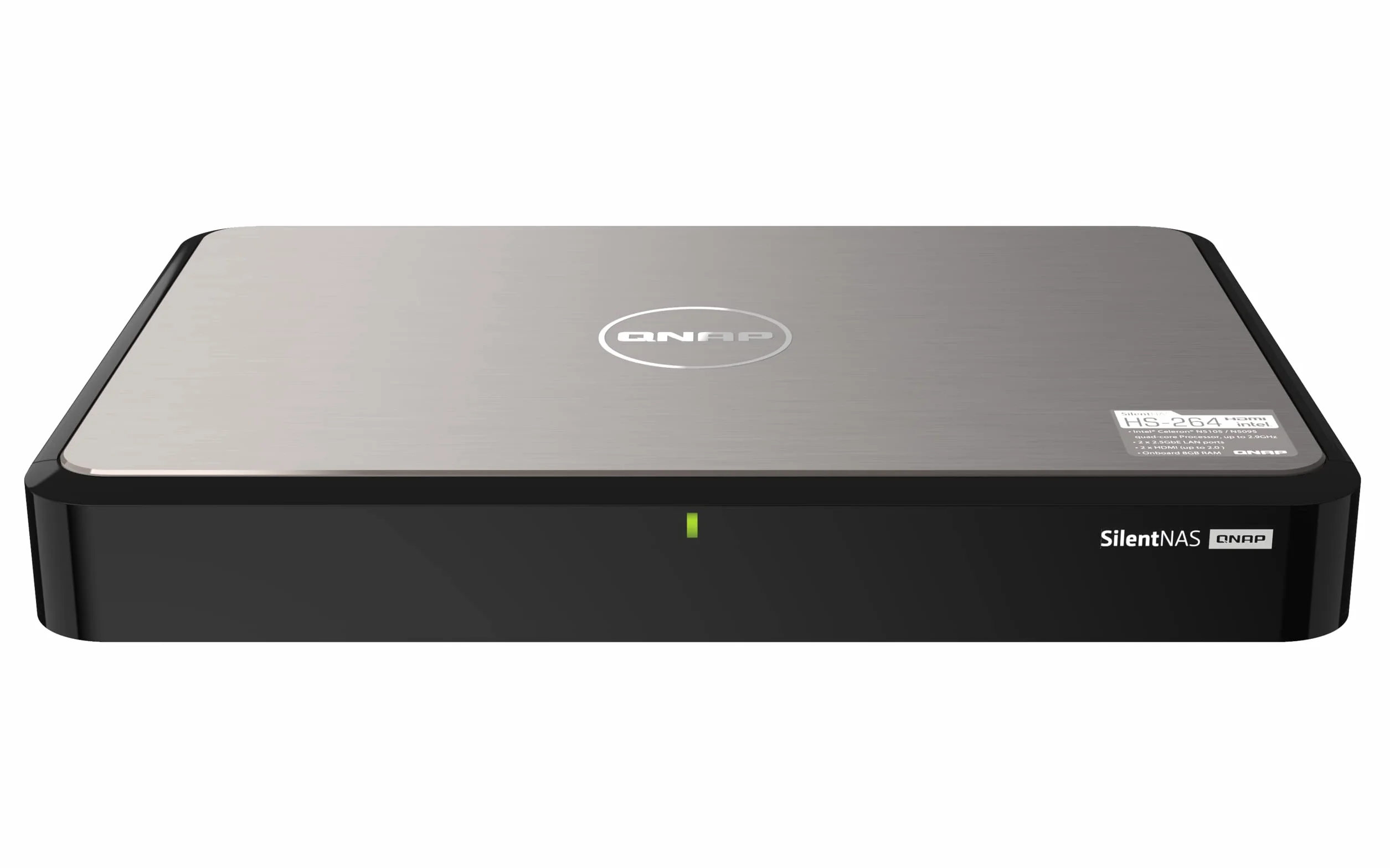 QNAP HS-264-8G Cichy i lekki domowy NAS do odtwarzania multimediów i strumieniowania z podwójnym wyjściem HDMI 2.0 4K