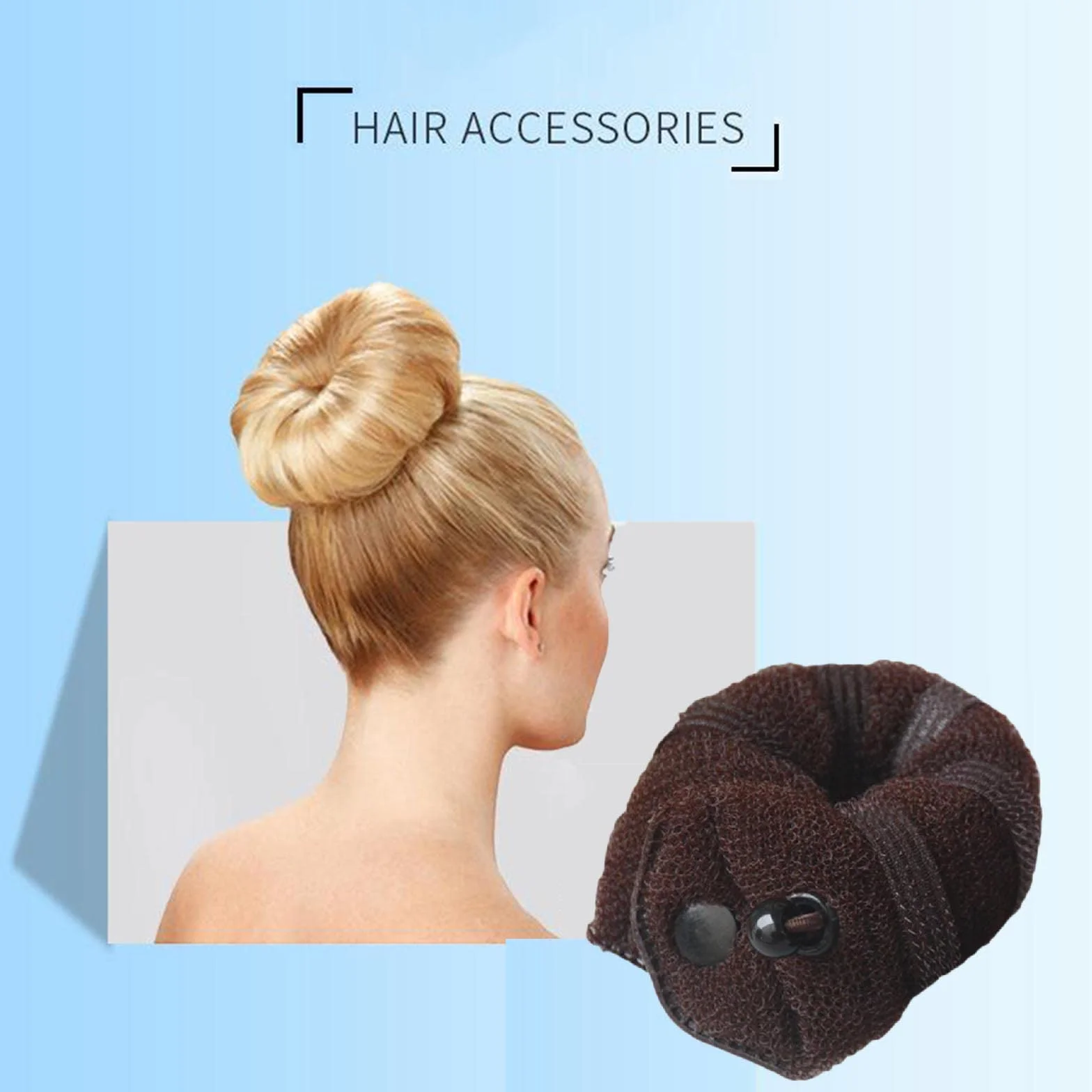 Donut Hair Bun Maker Magiczne pączki do koka stylizacji włosów 1 Duży + 1 mały brązowy