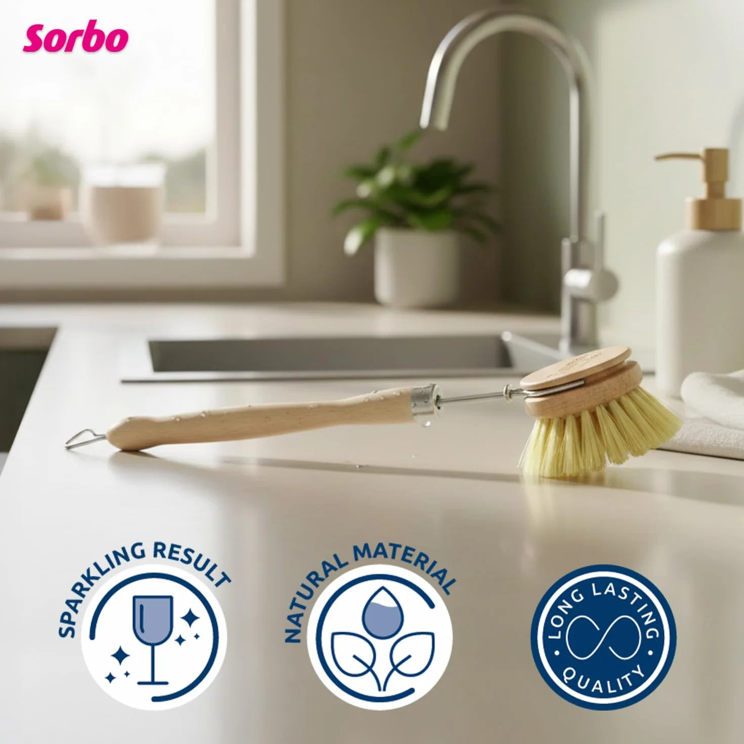 Sorbo Washing Brush Wood 26 cm