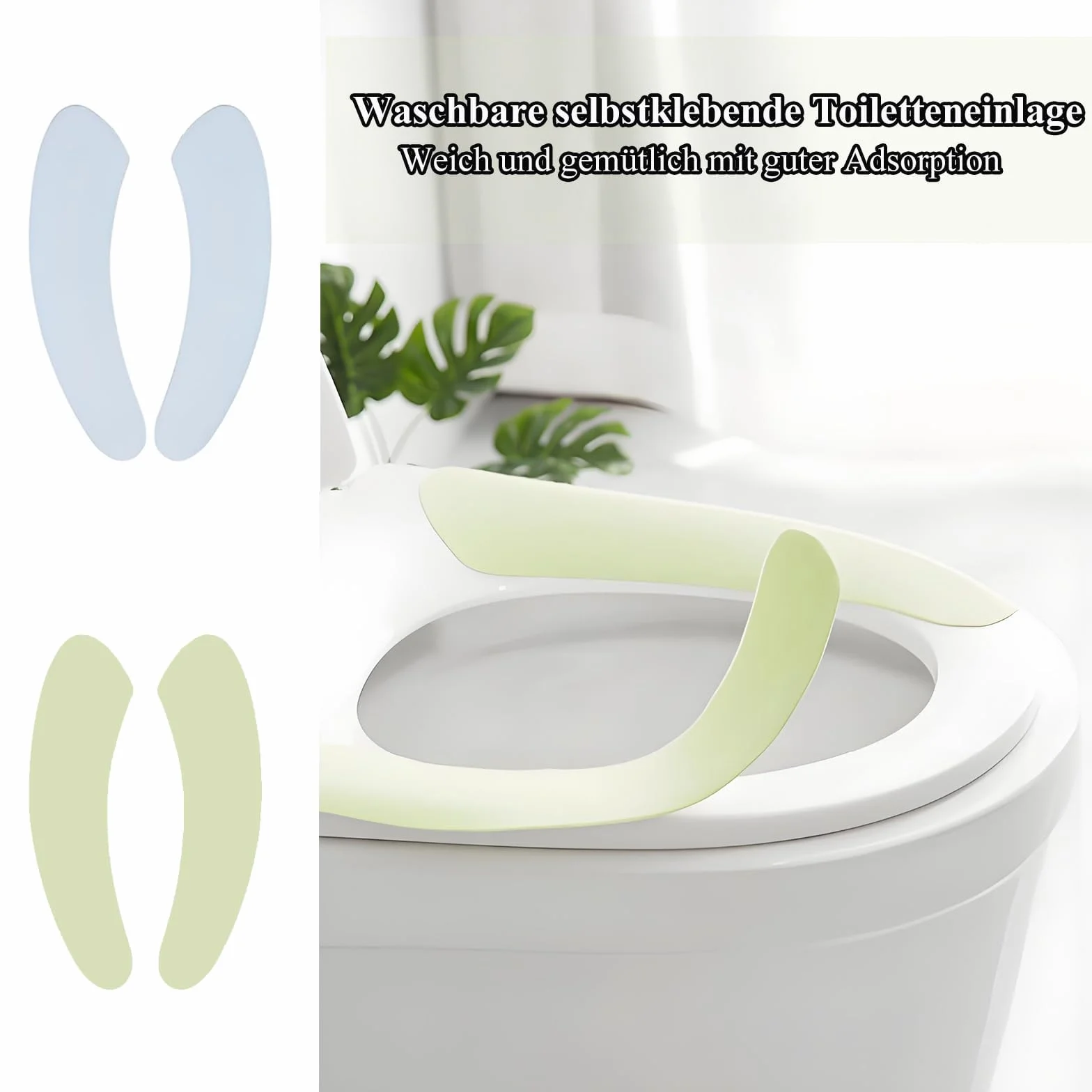 6 pokrowców na deskę sedesową, miękkie, adsorpcyjne, nadają się do prania, nadają się do prania w pralce, do wszystkich toalet (jasnoniebieski, jasnozielony)