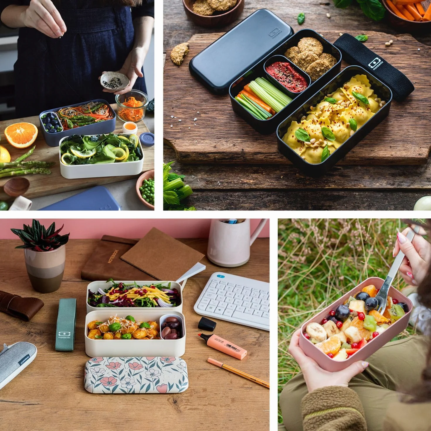 MONBENTO MB Original Onyx Bento box Dwupoziomowy hermetyczny lunch box Bez BPA Czarny