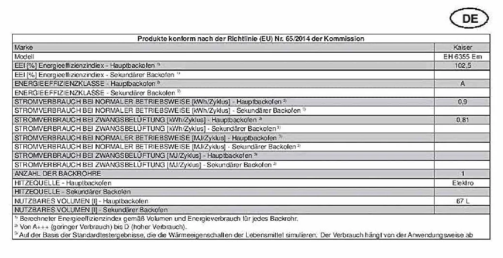 Kaiser EH 6355 Em KCG 6335 EM Turbo Wolnostojący Zestaw Piekarników 8 Funkcji Kuchenka Ceramiczna 60 cm Gaz Ziemny Propan