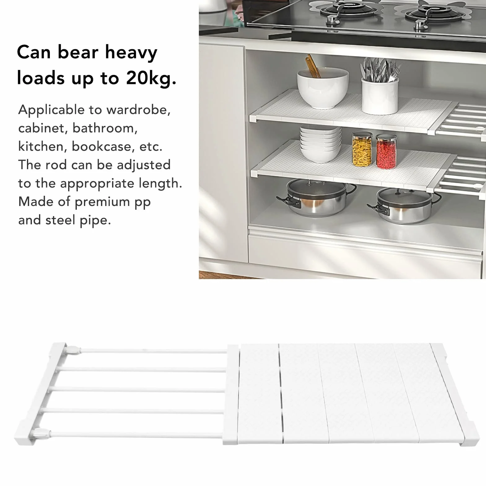 Półka Napinająca Deosdum, Rozkładana Regulowana Przegroda do Szafy 24cm Szerokość Organizer do Szafy Regał Magazynowy Separator(Length 30‑40cm/11.8‑15.7in)