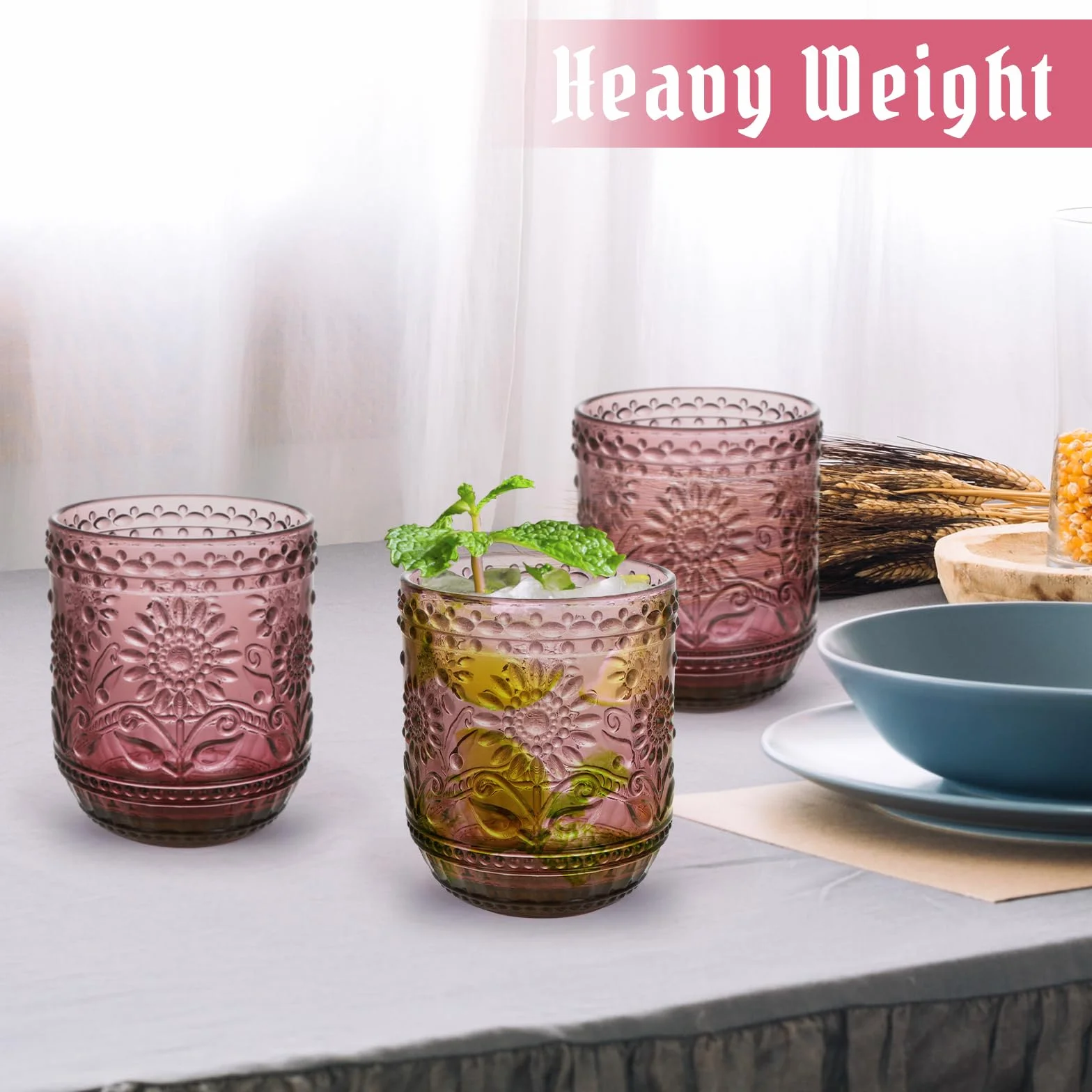 Topsky Kolorowe szklanki do koktajli zestaw 6 360 ml różowe