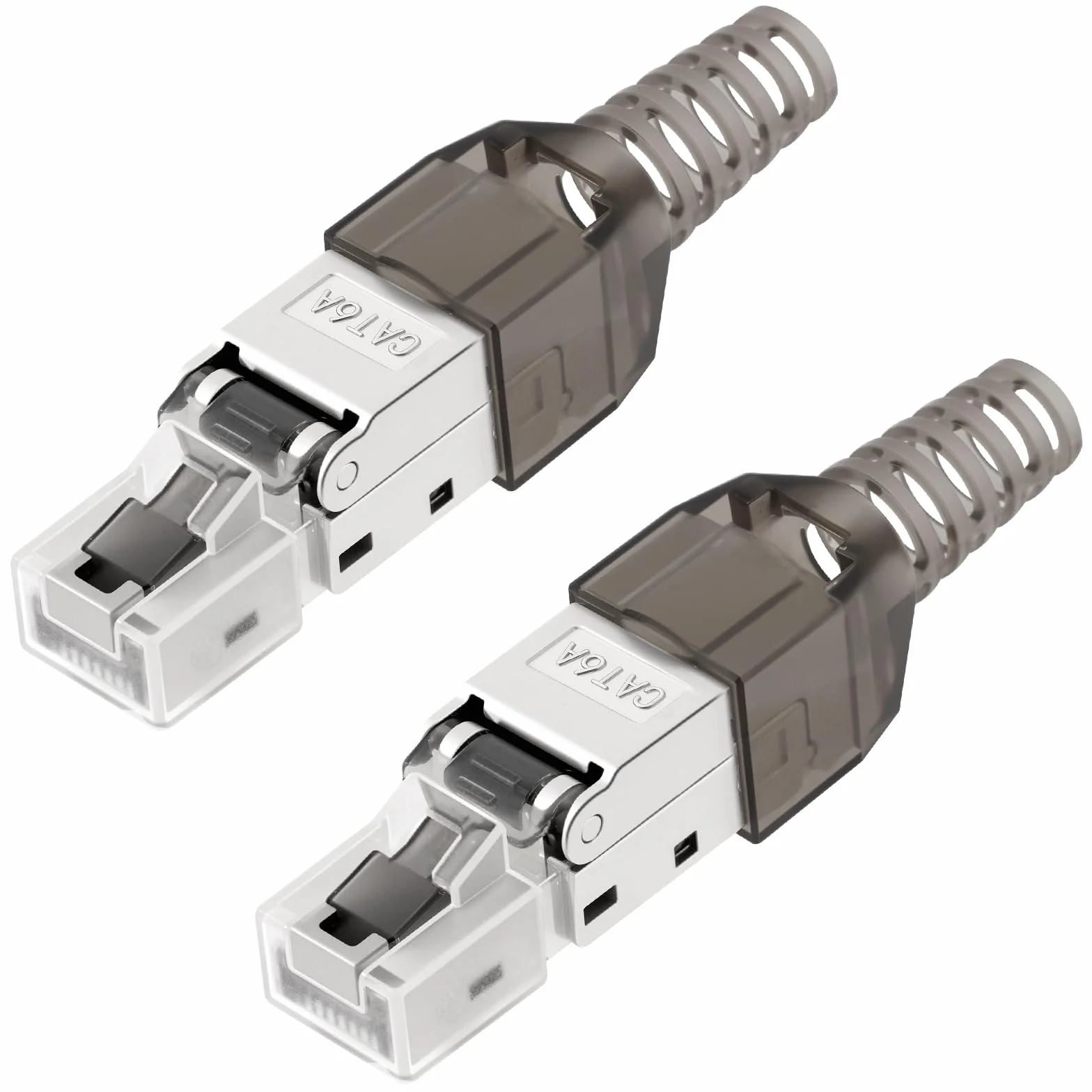 AXFEE 2 x wtyczka RJ45, bez narzędzi, wtyczka sieciowa CAT6A, kompatybilna z kablami Cat6A Cat6, wtyczka Lan, LSA w pełni ekranowana, idealna do sieci domowych i biurowych