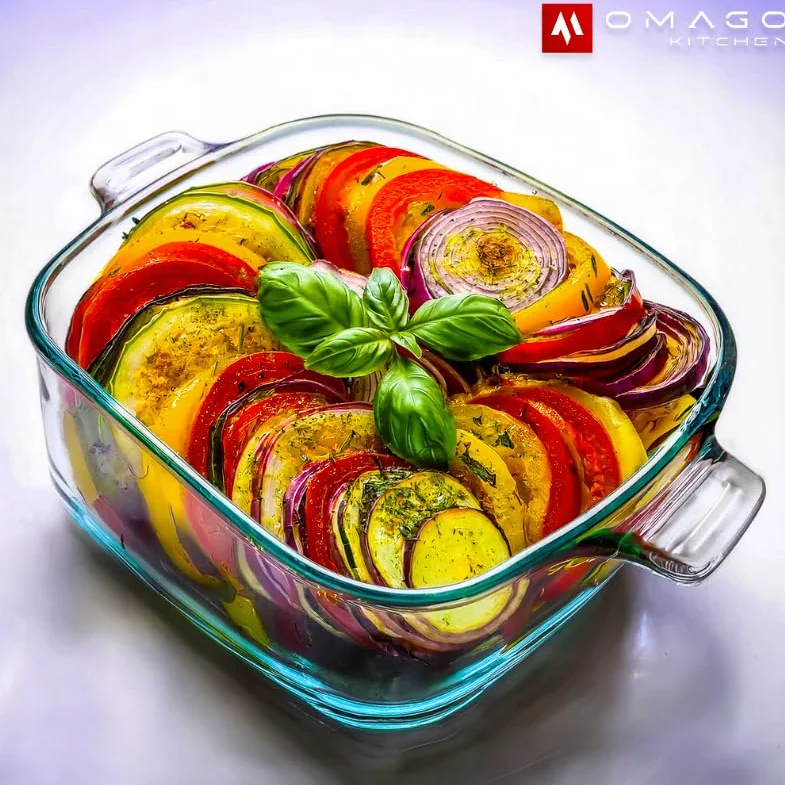 OMAGO Naczynie żaroodporne szklane 3,4L do zapiekania lasagne