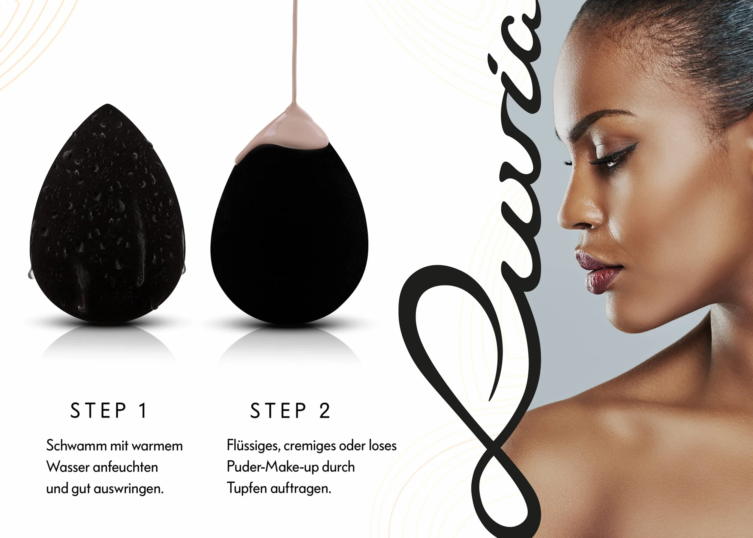 Luvia Beauty zestaw gąbek do makijażu – 3 gąbki do makijażu w kolorze czarnym – super miękka gąbka do blendowania, w 2 rozmiarach, do precyzyjnego i dużej powierzchni
