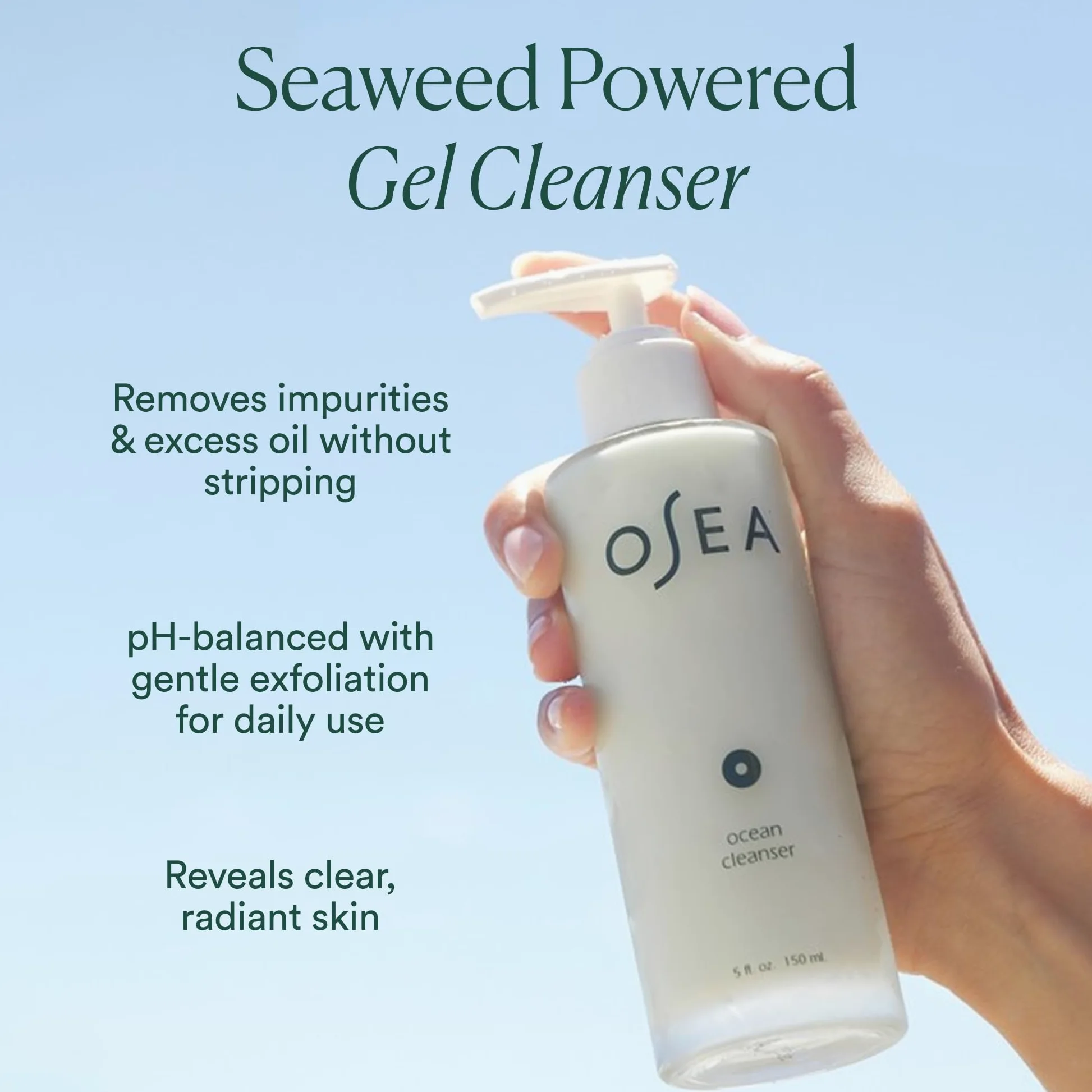 OSEA Ocean Cleanser 140 ml - Odżywczy żel do oczyszczania twarzy - bogaty w minerały płyn do mycia twarzy - delikatny środek do mycia twarzy - Clean Beauty Skincare - wegański i nieokrucieństwo płyn
