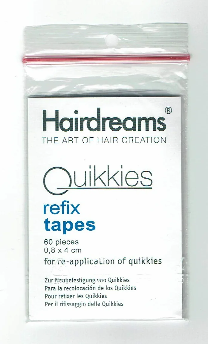 Hairdreams 60 sztuk przedłużek włosów, syntetyczne, odporne na wysokie temperatury, gładkie, proste taśmy klejące