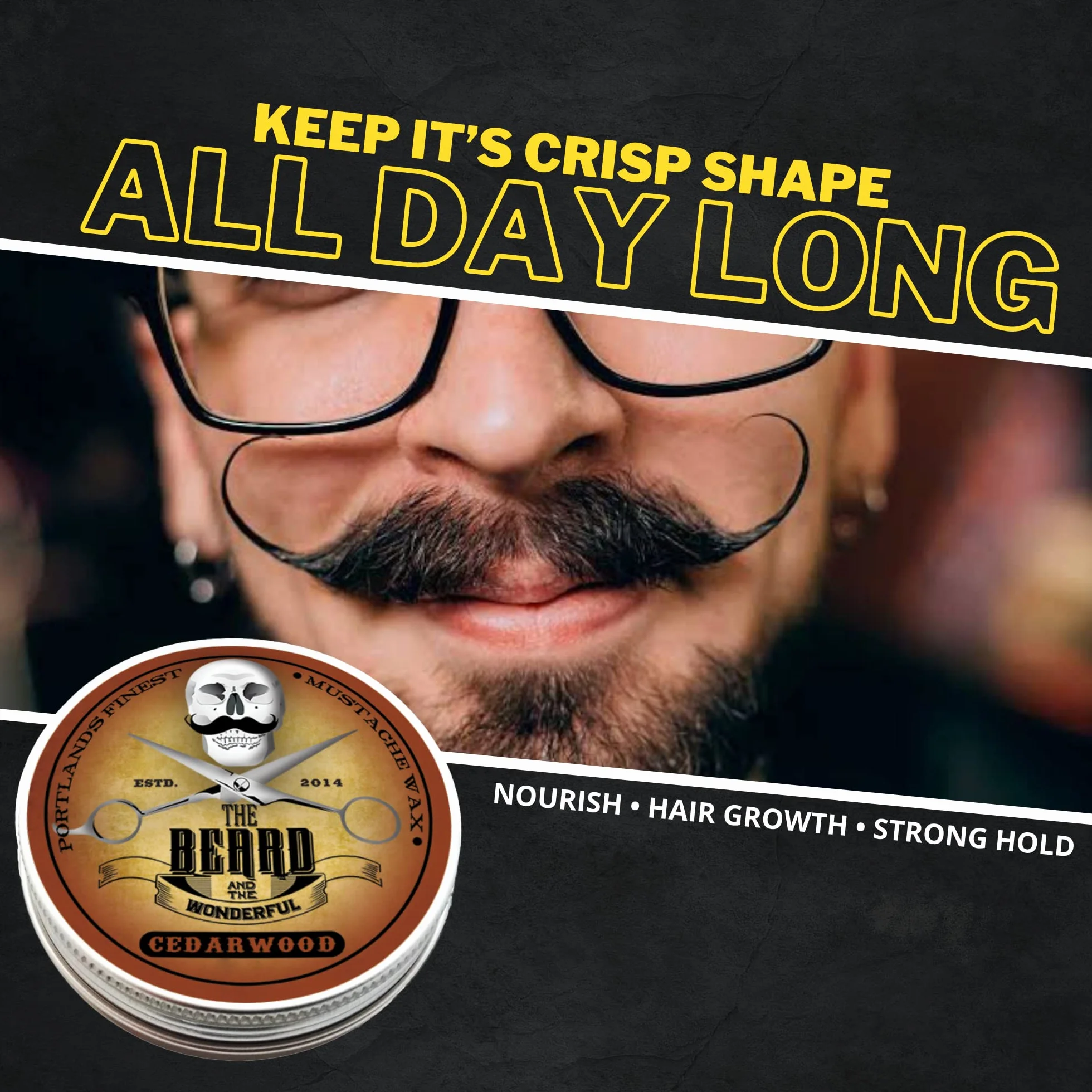 Drewno cedrowe, mocny wosk do brody (15 ml), rozwiązanie premium do stylizacji ust i brody, kręconych kropek, skręcanych i loków – The Beard And The Wonderful