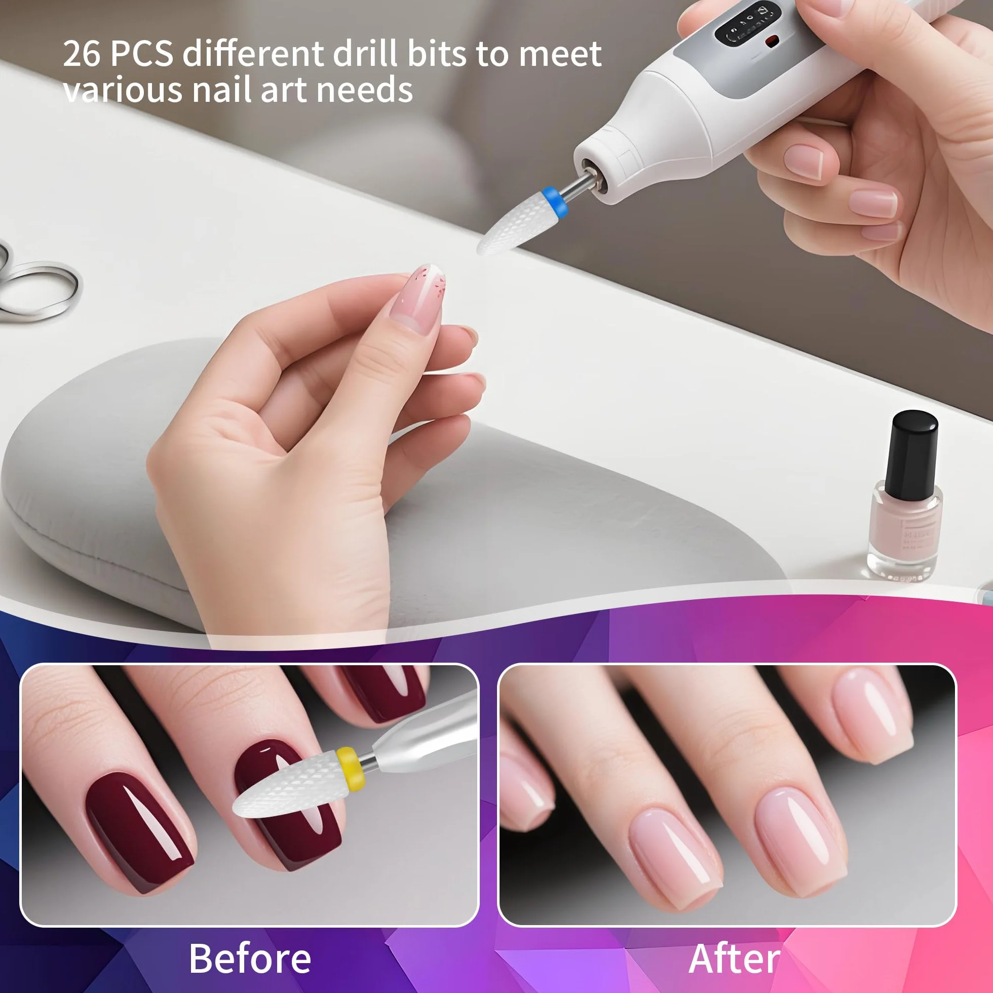 26 Sztuk Ceramicznych FrezÓW Do Paznokci Profesjonalne Frezy Do Paznokci, KoŃcÓWki Do Usuwania Żelu, Akrylu, Do SkÓRek Paznokci, Do Manicure, Pedicure