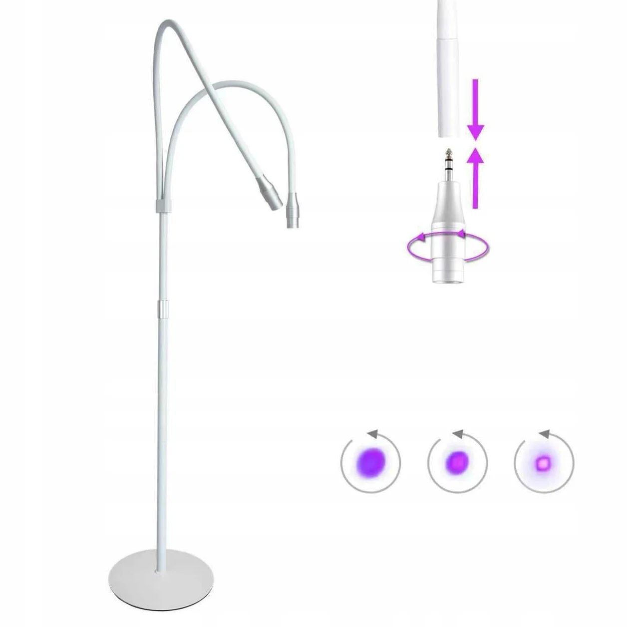 Podwójna lampa UV LED biała z okularami | Podwójna lampa UV LED, kolor biały, okulary ochronne w zestawie
