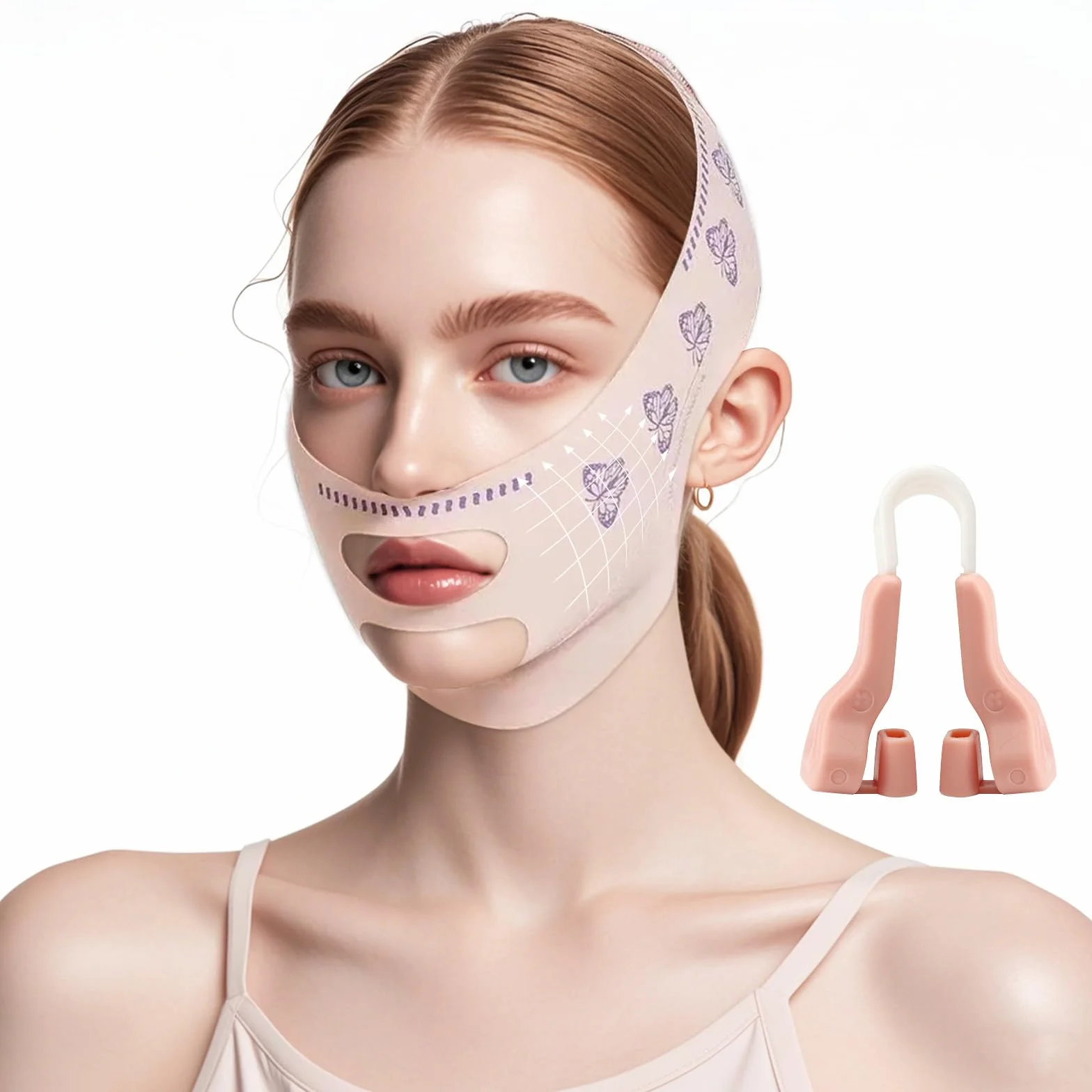 V Maseczki na twarz, Beauty Face Sculpting Sleep Mask V Line Lifting Maska Wielokrotnego użytku Reduktor podwójnego podbródka Pas na szczupłość twarzy na poprawę luźnej skóry twarzy Poprawa morfologii