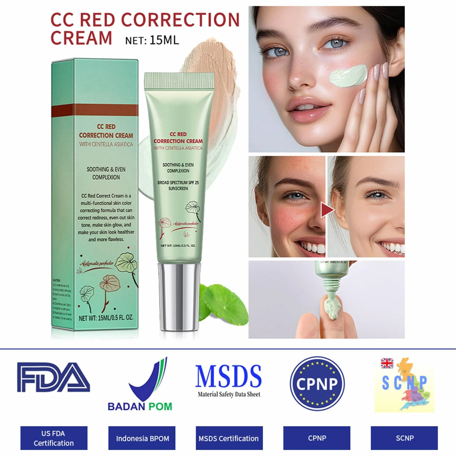 CC Red Correct Krem przeciw zaczerwienieniom z wąkrotą azjatycką SPF 25 15 ml