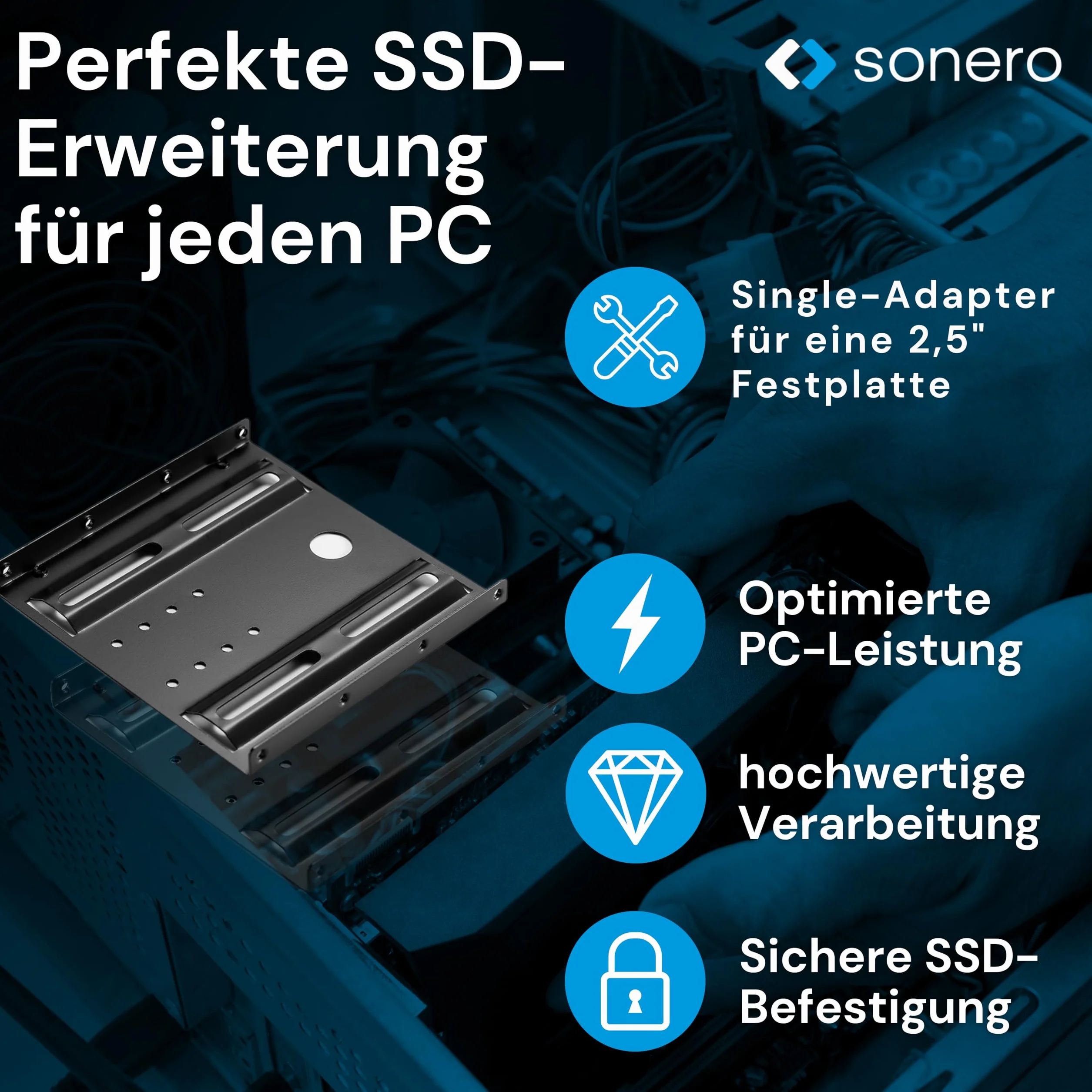 sonero® Zestaw ramek montażowych SSD 2,5" SSD do 3,5", akcesoria