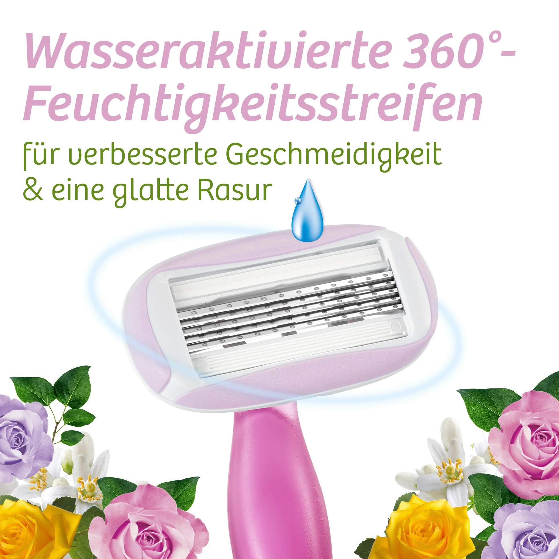 BIC Soleil Escape Maszynka do strzyżenia dla kobiet, różowo-magnolia, z 5 liśćmi i opaską nawilżającą z olejkiem migdałowym, 3 szt