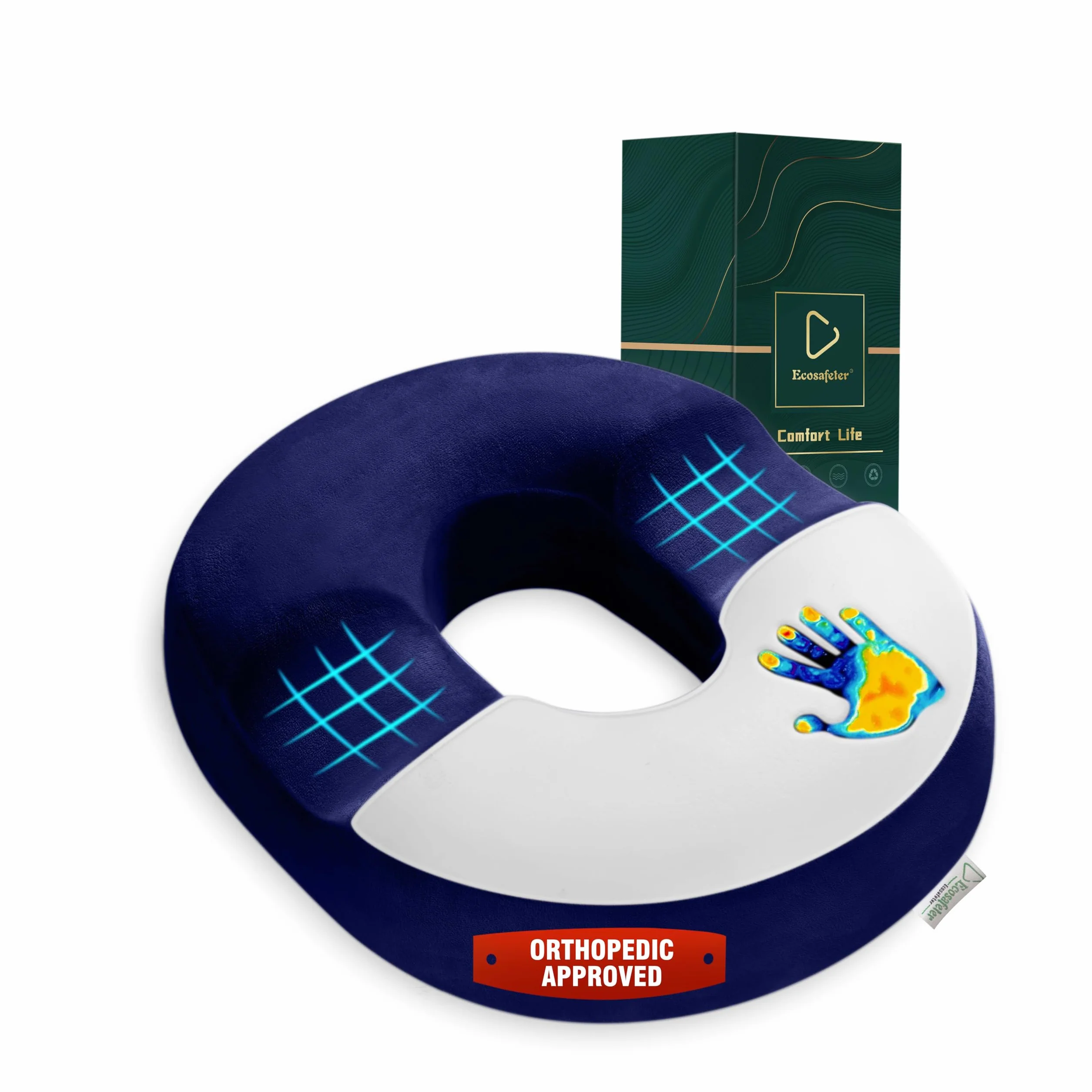 Poduszka do Siedzenia z Pianki Memory Foam Ergonomiczna Pączek Antypoślizg Poszewka Zdejmowana
