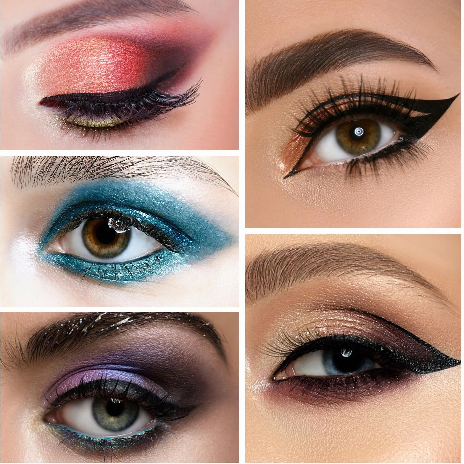 Pędzel do eyelinera i brwi, zakrzywiony pędzel do eyelinera, pędzel do makijażu brwi, pędzel do cienia do powiek, zestaw pędzli do aplikacji, pędzel kosmetyczny, mały, 6 sztuk