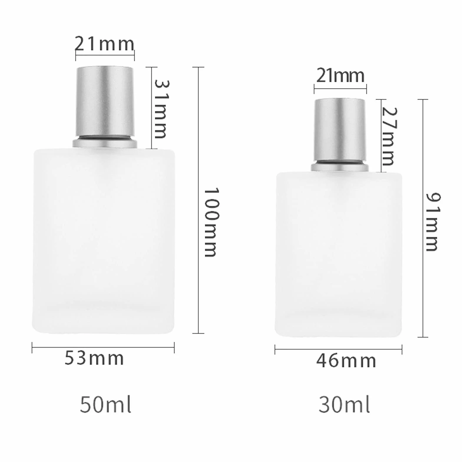 2 szt. 50 ml butelka z rozpylaczem do perfum, grube szkło przezroczyste, wielokrotnego napełniania, podróżna pusta butelka, szczelny atomizer do perfum, do olejków eterycznych, podróż do domu