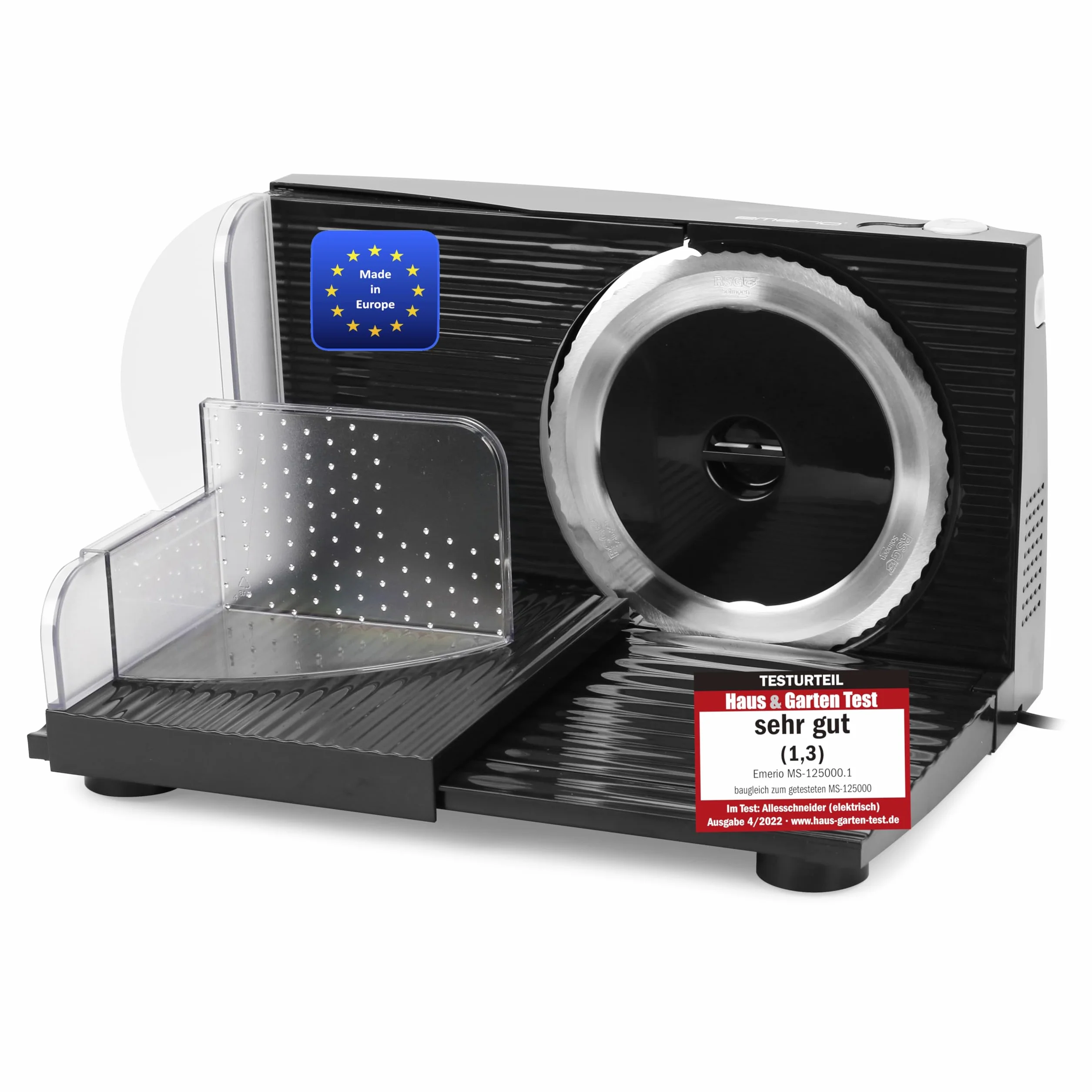 Emerio MS-125000.1 uniwersalna krajalnica ze stali nierdzewnej, regulowana 0-17 mm, składana