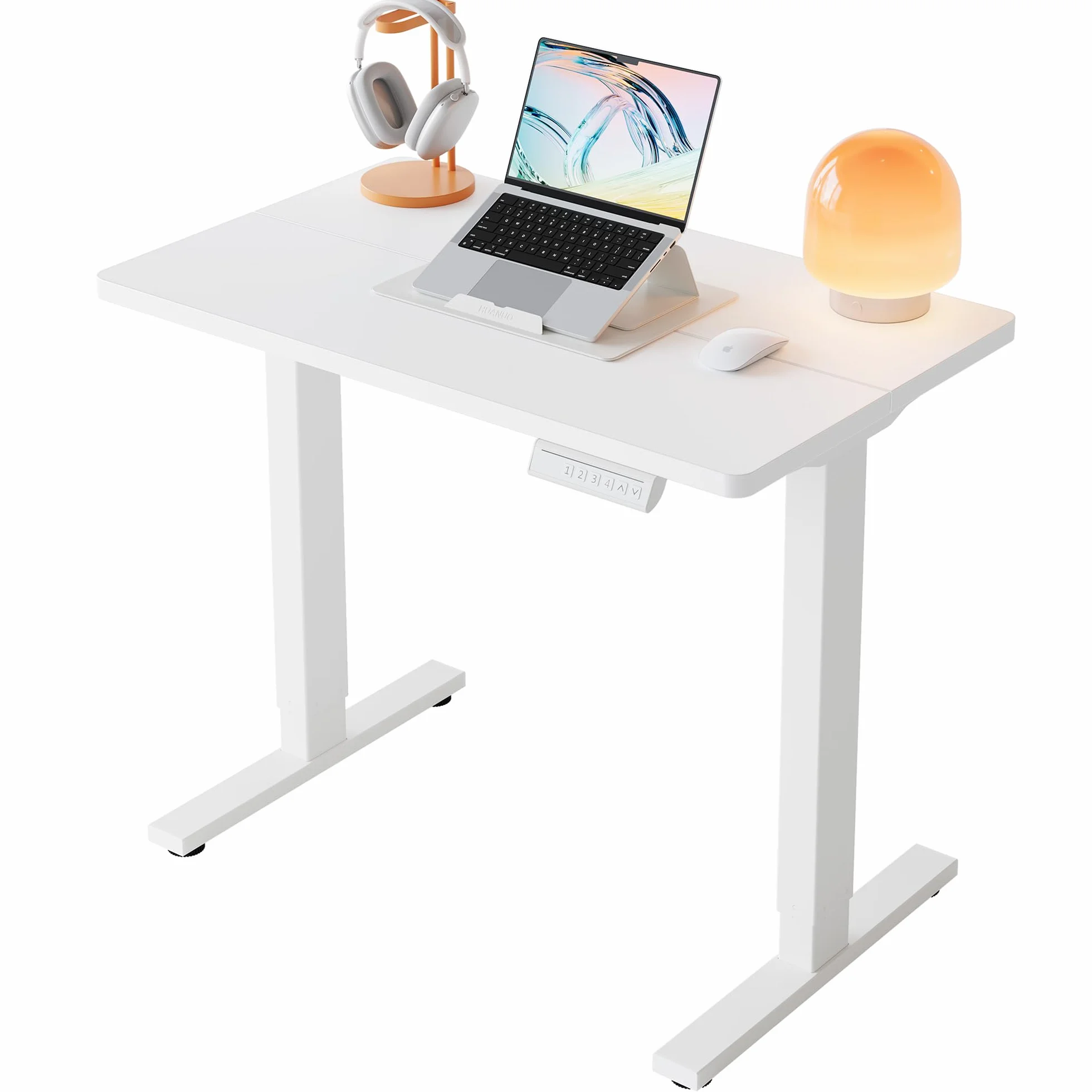 HUANUO Biurko elektryczne z regulacją wysokości 80x48 cm 4 ustawienia wysokości białe
