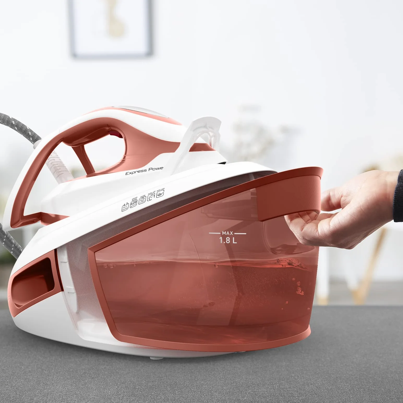 TEFAL SV8110 Generator pary Express Power, 120 g/min, 420 g/min, 1.8 l, Durilium AirGlide