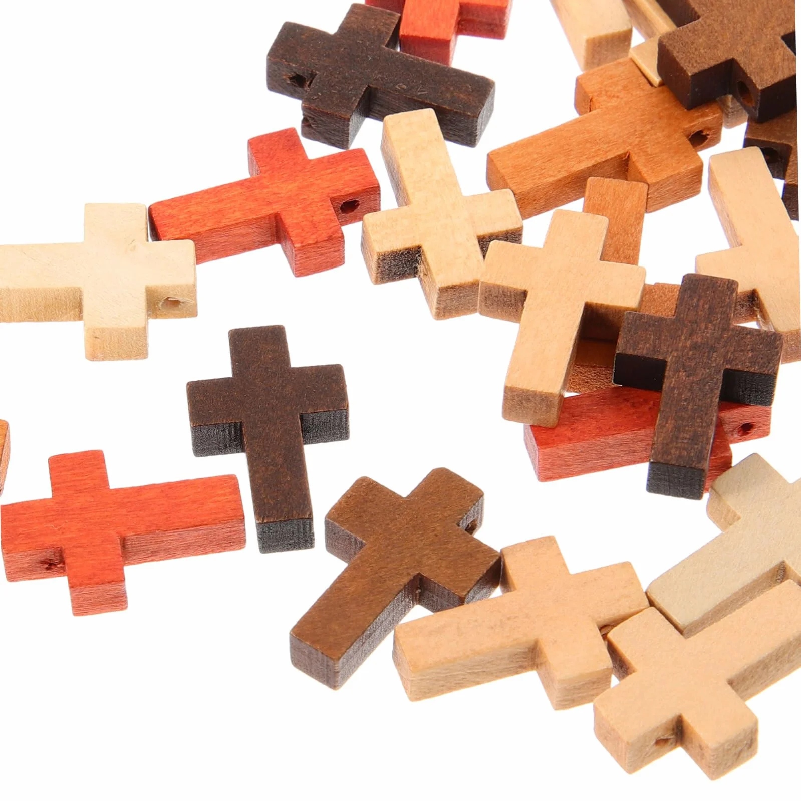 Generic 50szt Drewniany Krzyż Wisiorki z Krzyżykami Wisiorki z Motywem Religijnym Zestaw Do Robienia Różańca Koraliki Krzyżowe Do Bransoletek Religijne Amulety Bransoletka Drewno Naszyjnik