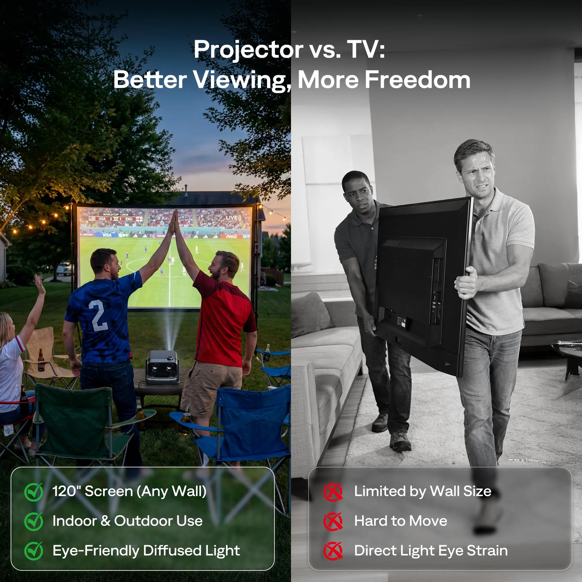 Aurzen Boom Mini 4 w 1 inteligentny projektor z Google TV, kino domowe i projektor zewnętrzny z obsługą 4K, dźwięk Dolby 20 W, projektor 500 ANSI, autofokus ToF i korekcja trapezu