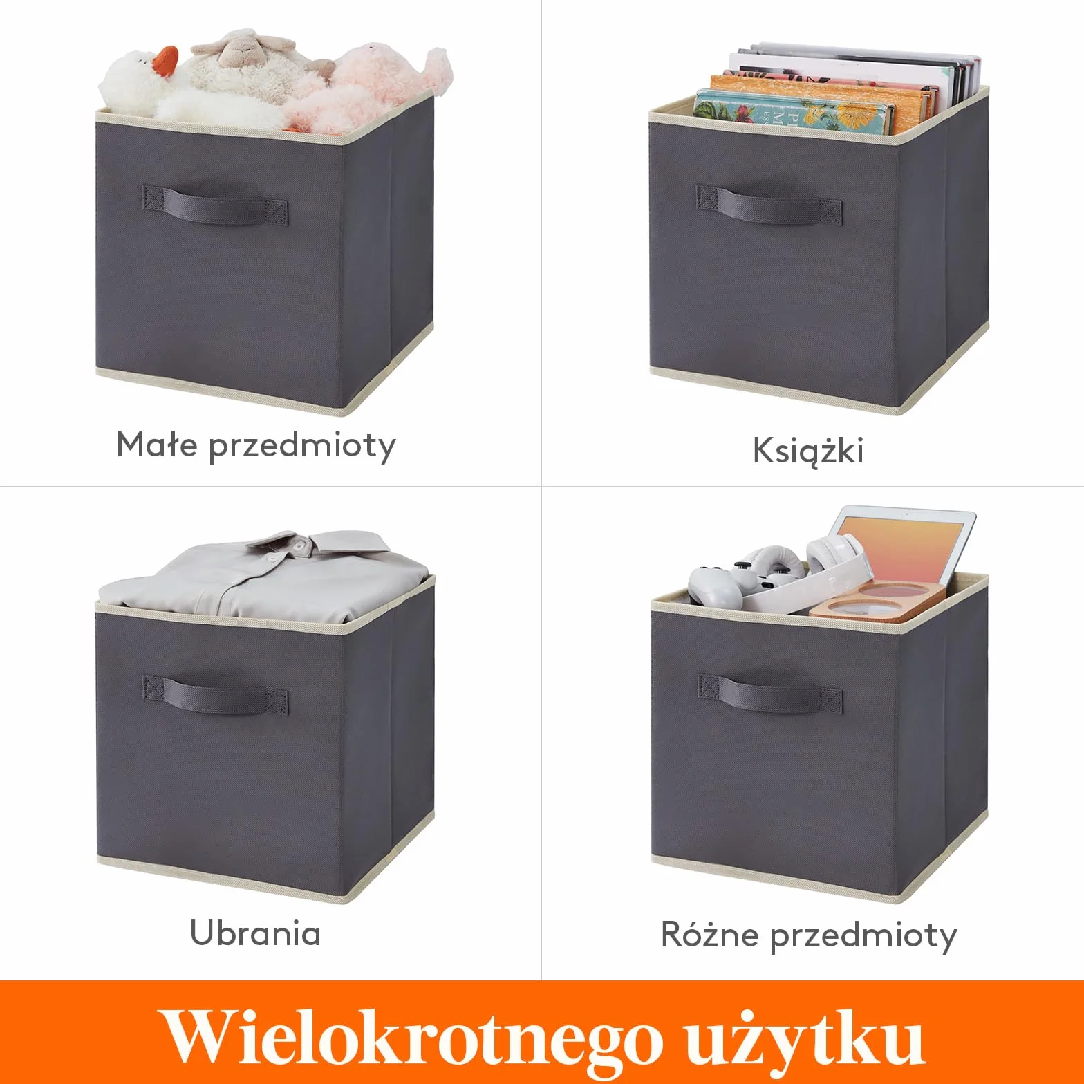 Lifewit 11-calowy pojemnik magazynowy kostki, zestaw 8 szt., szary