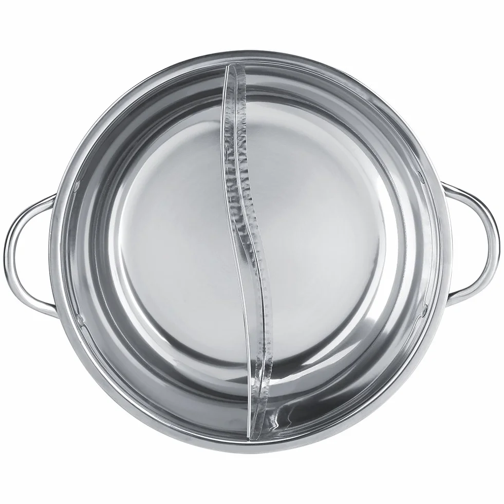 Garnek ze stali nierdzewnej do Shabu-Shabu 30cm, głęboki, dla 4-5 osób, do kuchenki indukcyjnej i gazowej