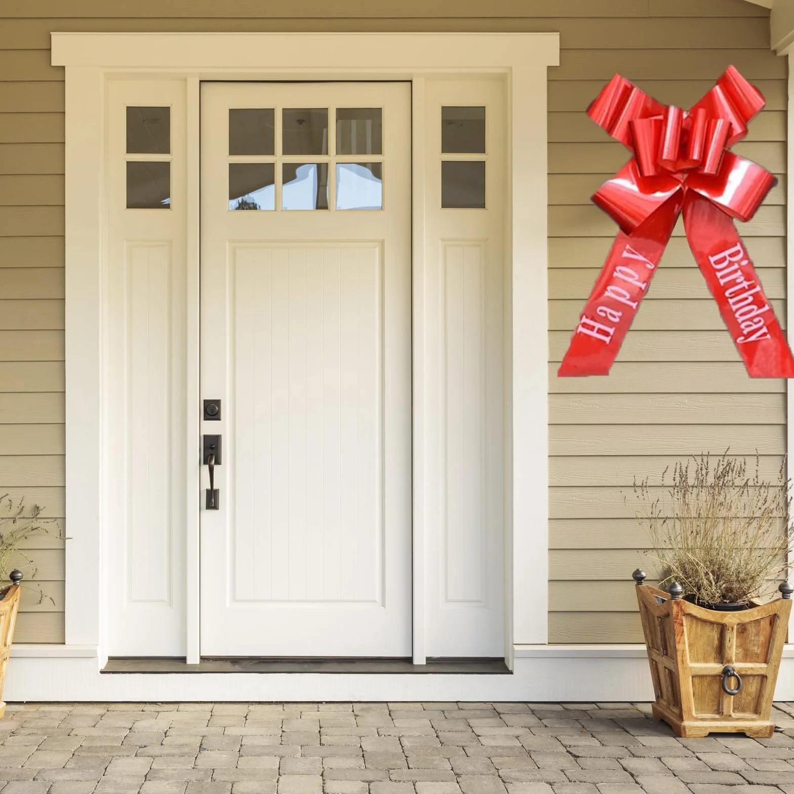 Kokarda samochodowa czerwona 76 cm Happy Birthday