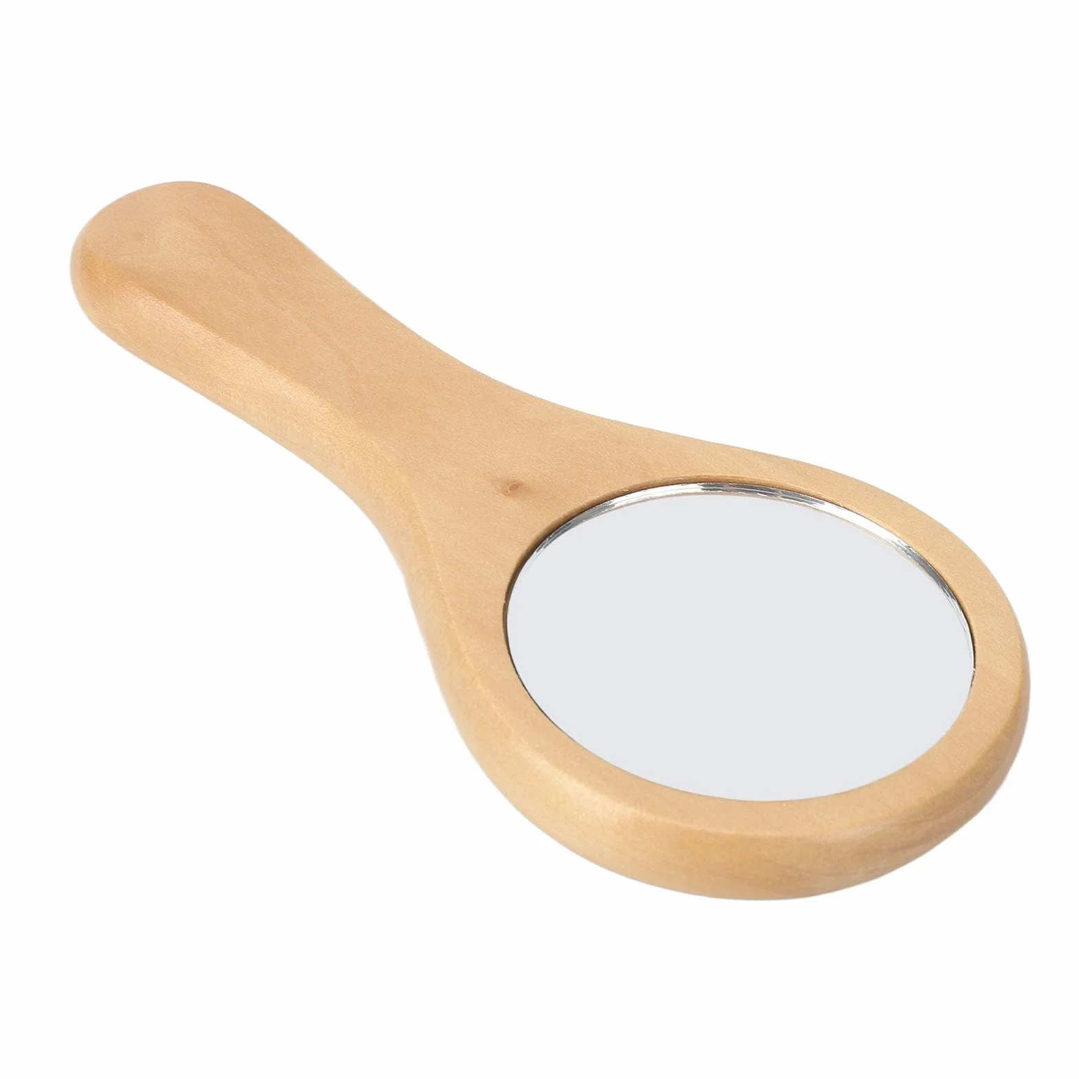 Drewniane Lusterko do Makijażu Ręczne Ergonomiczny Uchwyt Przenośne