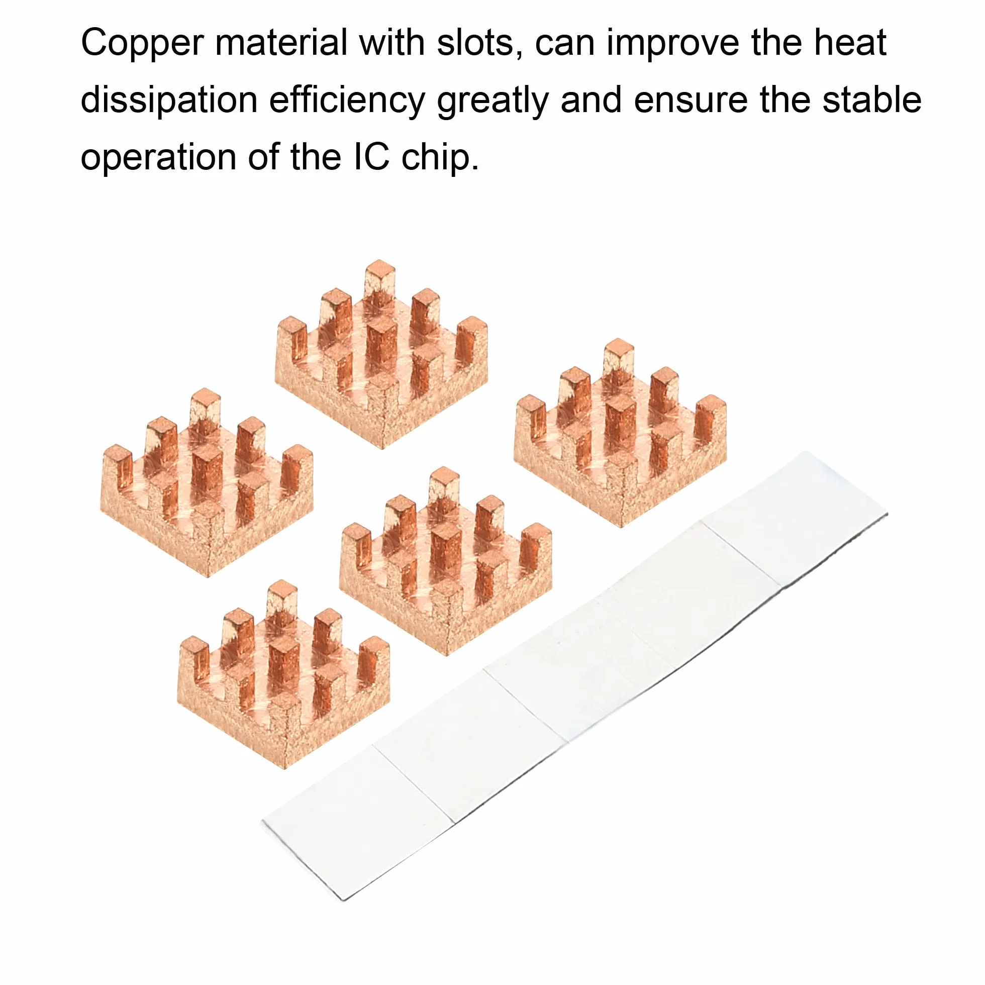 sourcing map 5 sztuk miedziane radiatory 6 x 6 x 3 mm z samoprzylepną podstawą do chłodzenia chipsetu IC