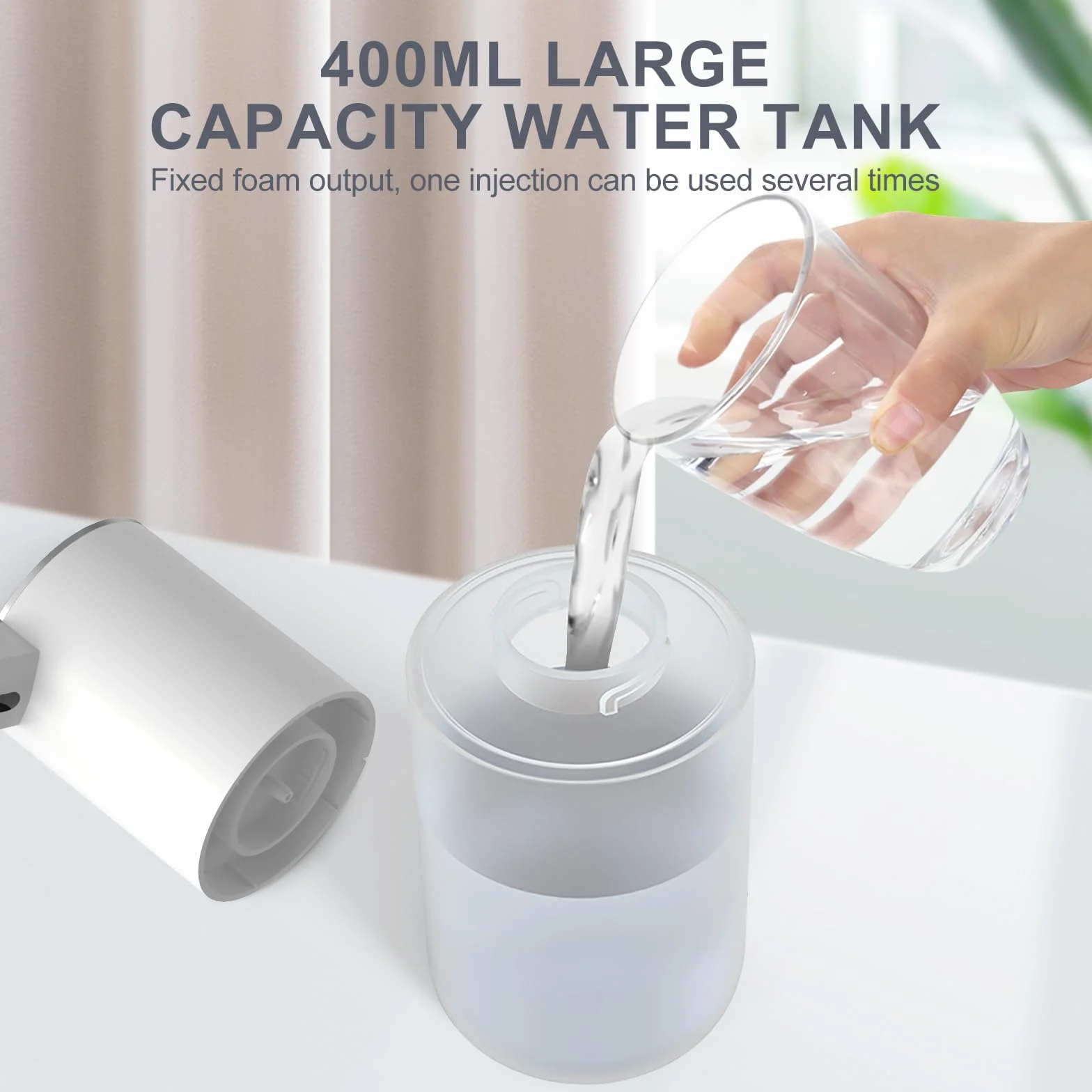 Cuteefun Automatyczny dozownik mydła 400 ml z czujnikiem USB-C 4 poziomy kontroli montaż na ścianie