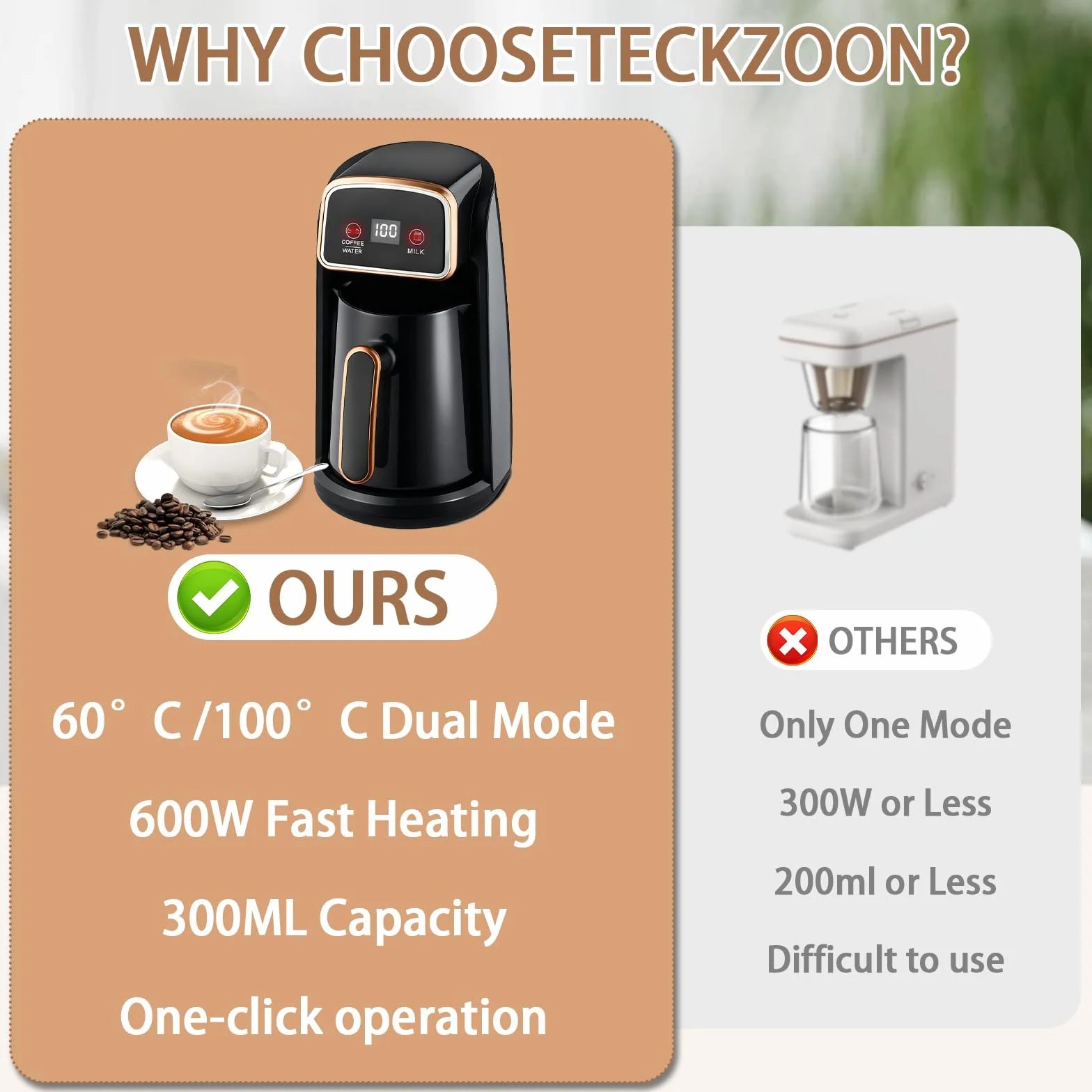 Automatyczna Elektryczna Kawiarka Moka 600W Dwustronny System Ogrzewania Inteligentne Sterowanie Pojemność 300ml 4 Kubki Ochrona Przed Przegrzaniem