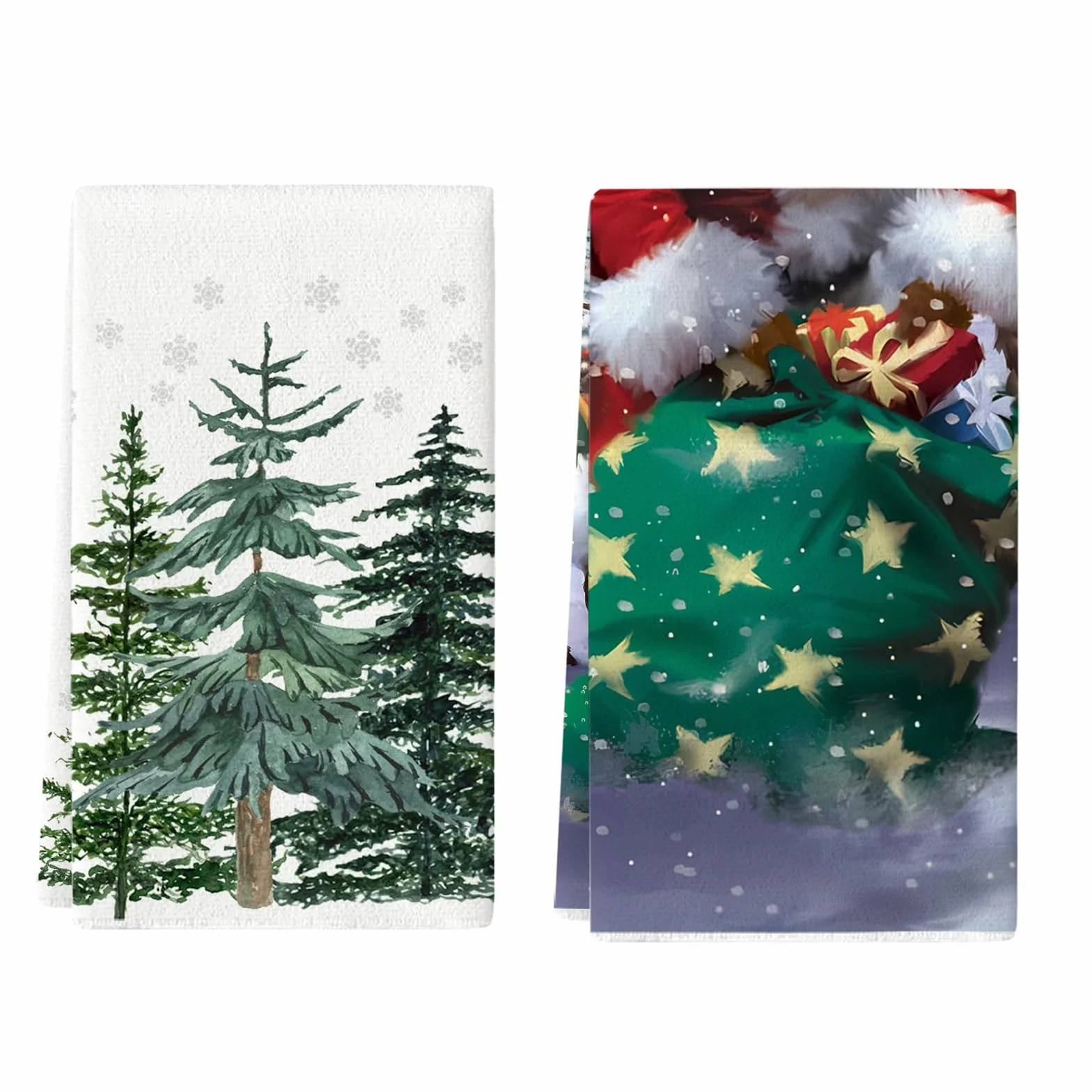 2 sztuki ścierek do naczyń z motywem choinek, modne dekoracyjne ściereczki kuchenne, ściereczki kuchenne z motywem choinek, wymiary 40 x 60 cm, do kuchni i łazienki, suszarka na świąteczne