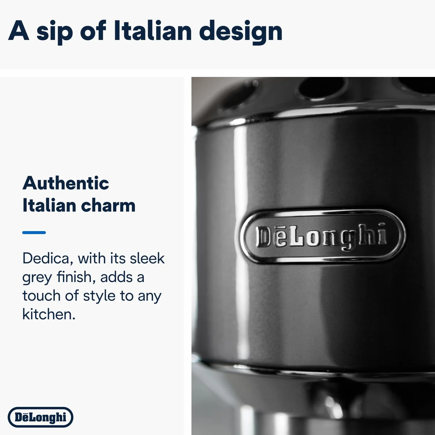 DeLonghi Dedica Arte EC 885.GY Ekspres do kawy, 15 cm, 1 L zbiornik, szary