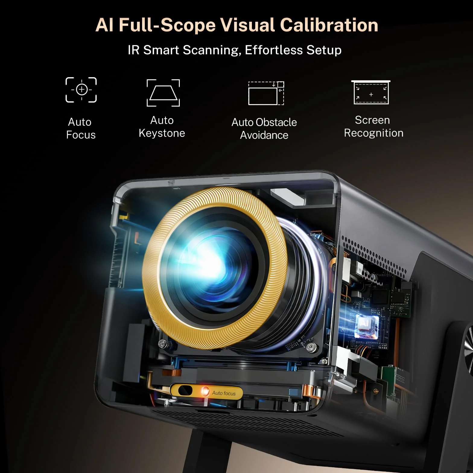 2026 nowy projektor 2000ANSI Smart Projektor Full HD Native 1080p Android14, wbudowane aplikacje autofokus/obsługa Keystone 4K, projektor kina domowego WiFi6 i Bluetooth 5.4, do iOS/Switch/PS5