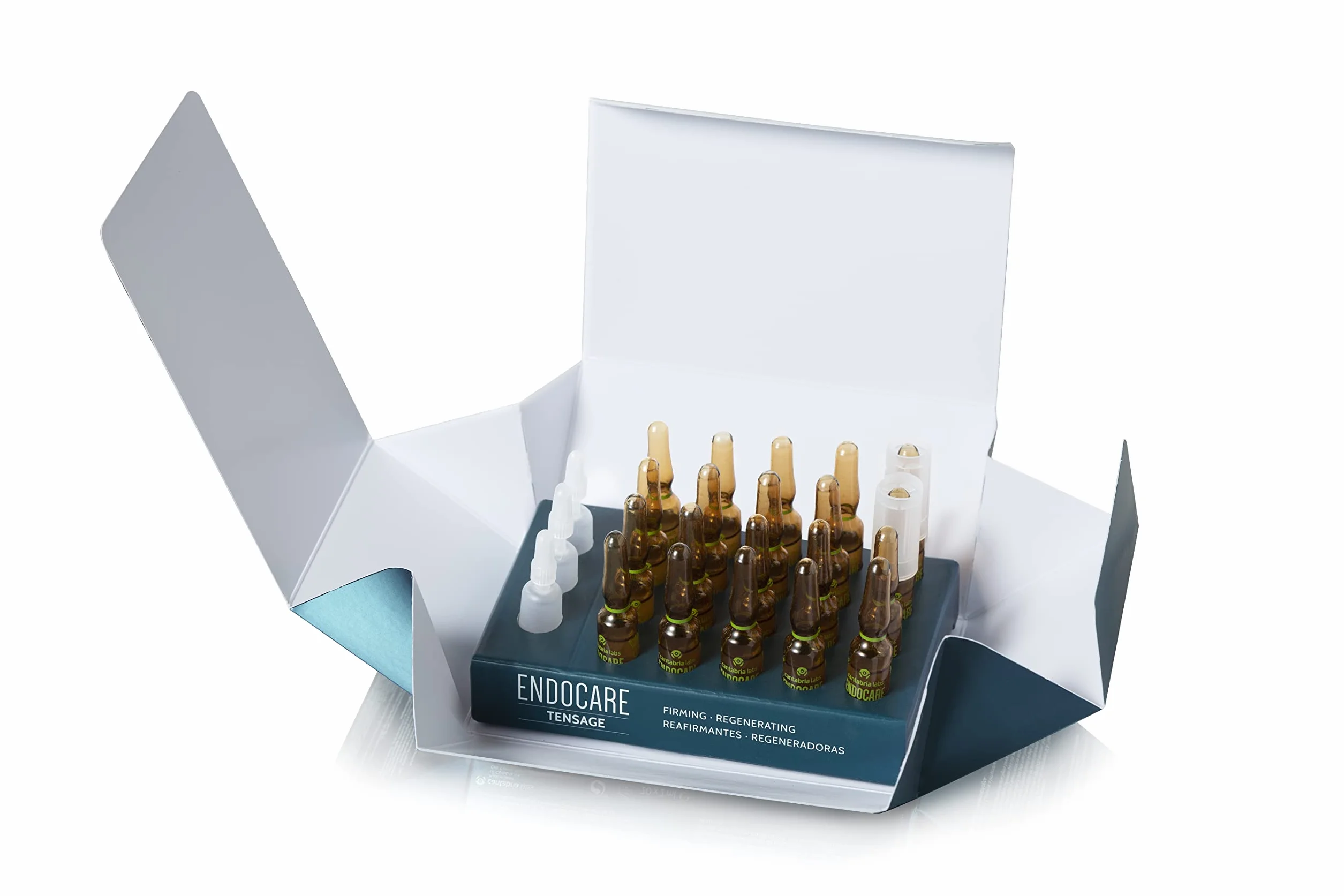 Cantabria Labs Endocare Tensage Ampułki przeciwzmarszczkowe, przeciw zwiotczeniu, regenerujące, natychmiastowe napinanie, z kwasem hialuronowym, do wszystkich rodzajów skóry, 20 szt. 40 ml